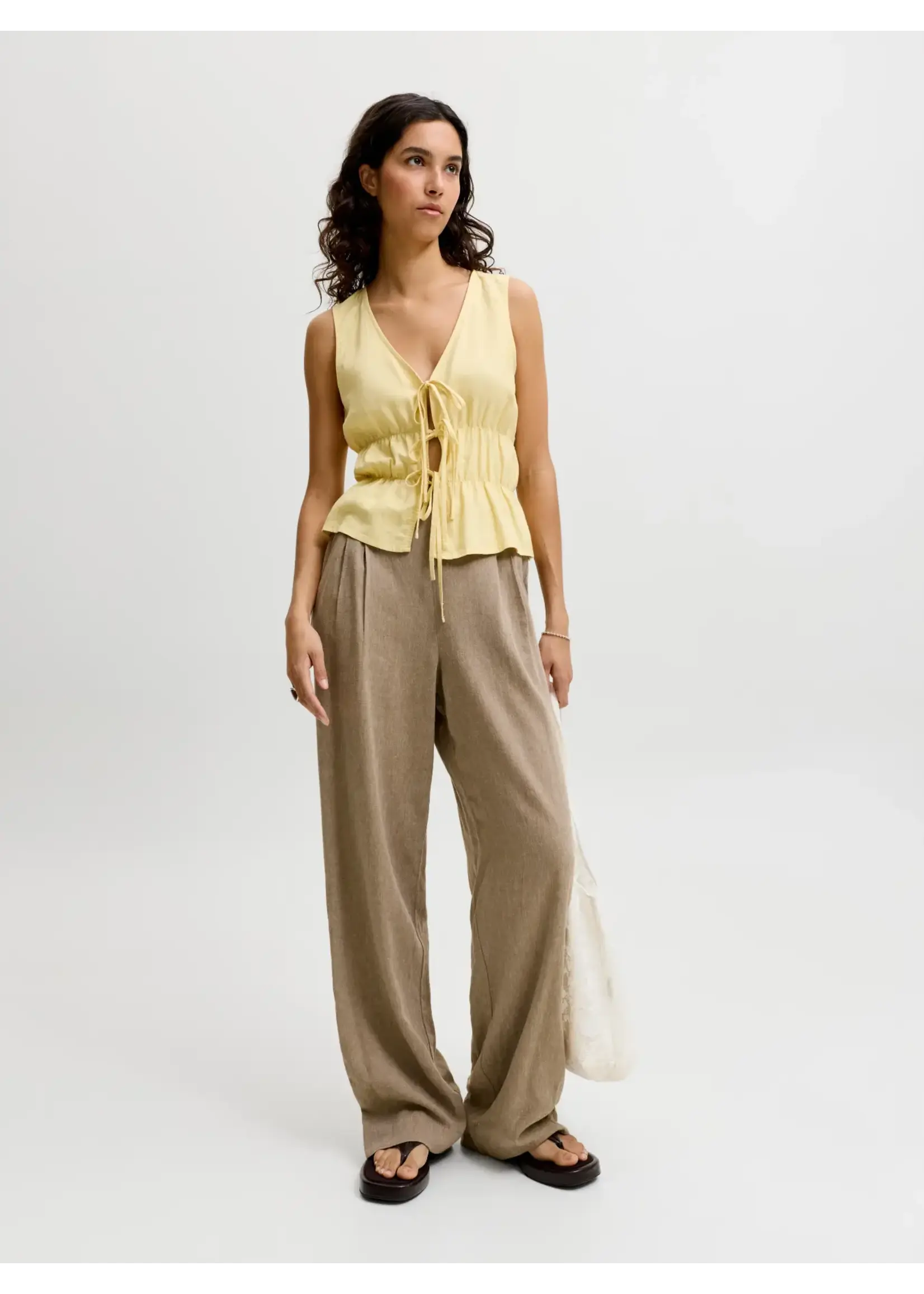JJXX JXALMIRA LINEN BLEND HW PANT WVN LN SILVER MINK
