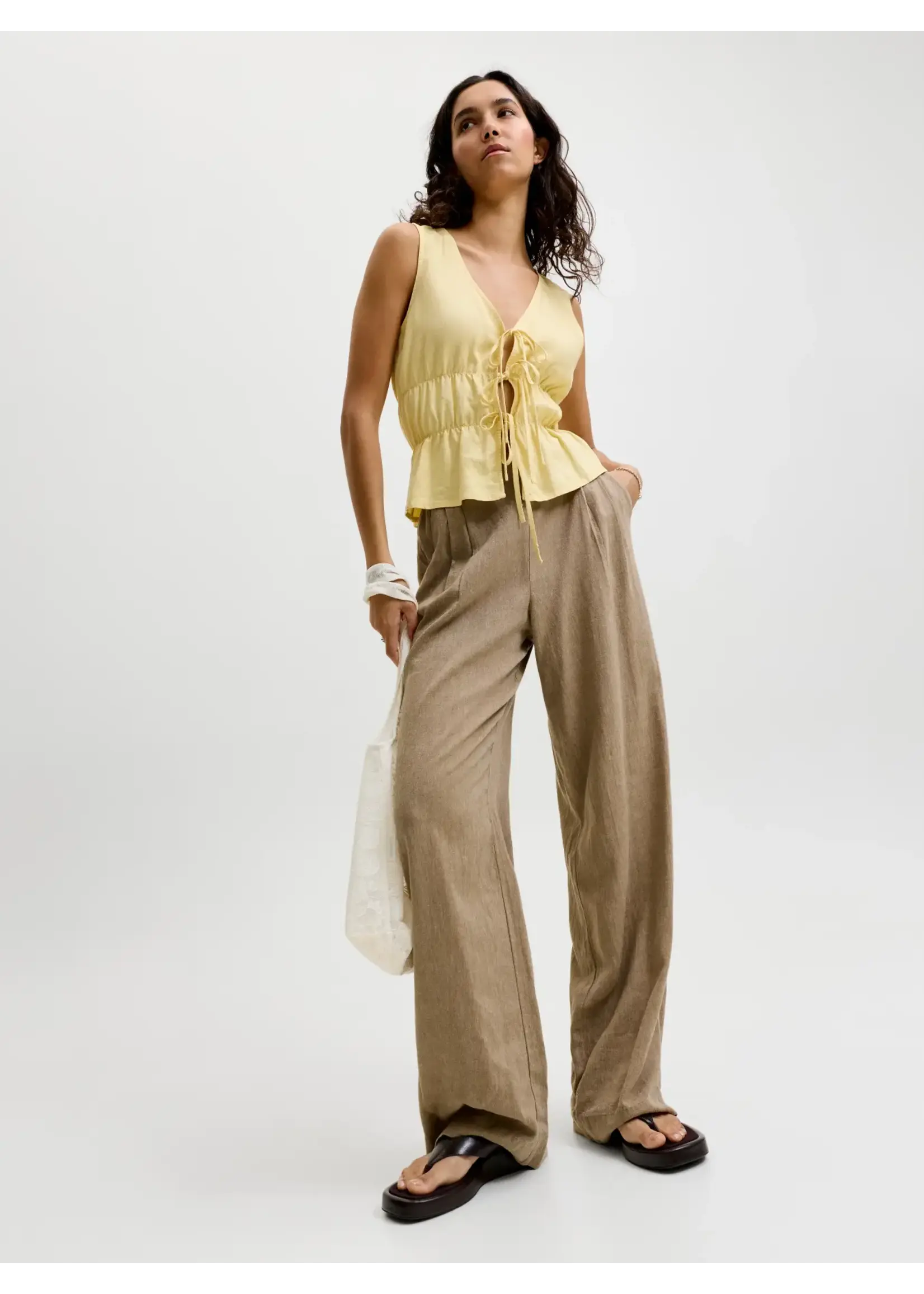 JJXX JXALMIRA LINEN BLEND HW PANT WVN LN SILVER MINK