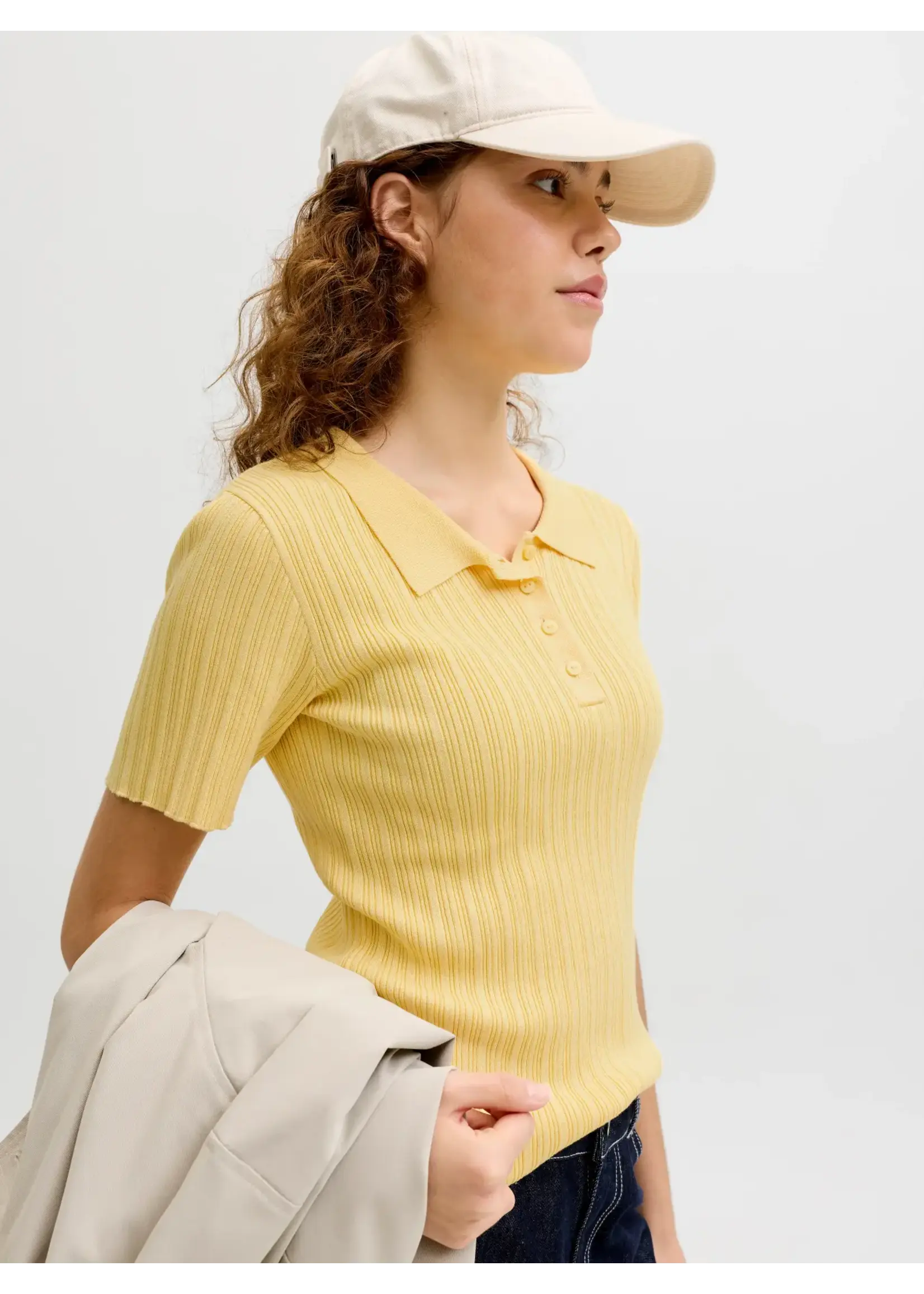 JJXX JXHADLEY TIGHT SS POLO KNIT NOOS SUNLIGHT