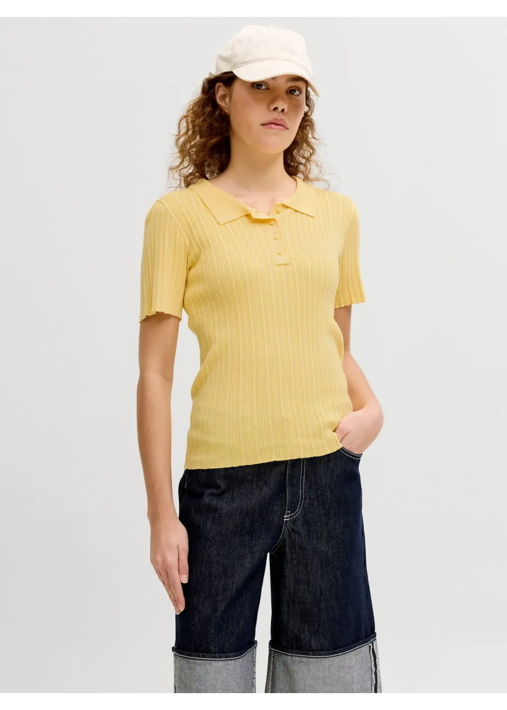 JJXX JXHADLEY TIGHT SS POLO KNIT NOOS SUNLIGHT