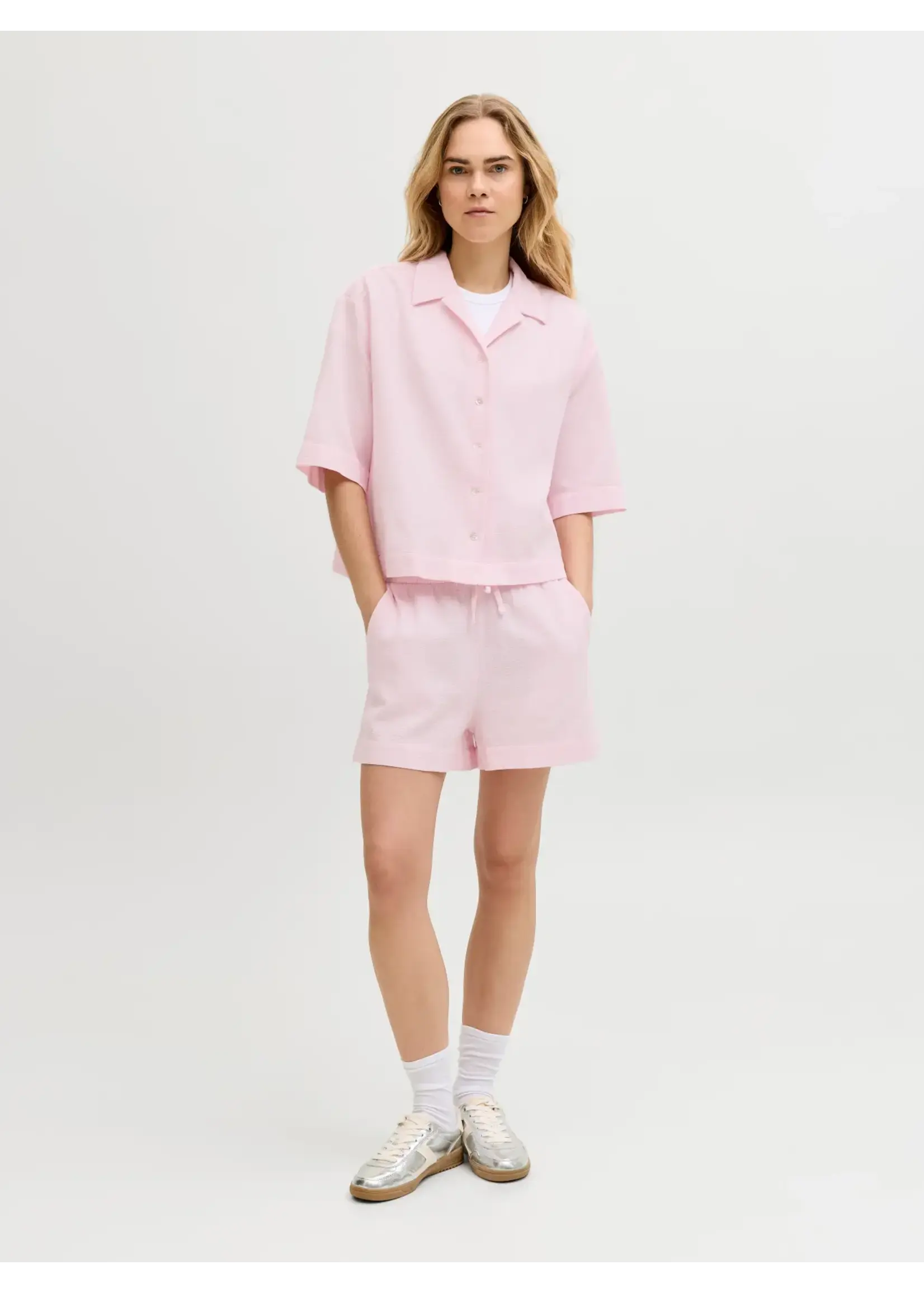 JJXX JXGLOBAL WAFFLE 3/4 RESORT SHIRT WVN PINK LADY