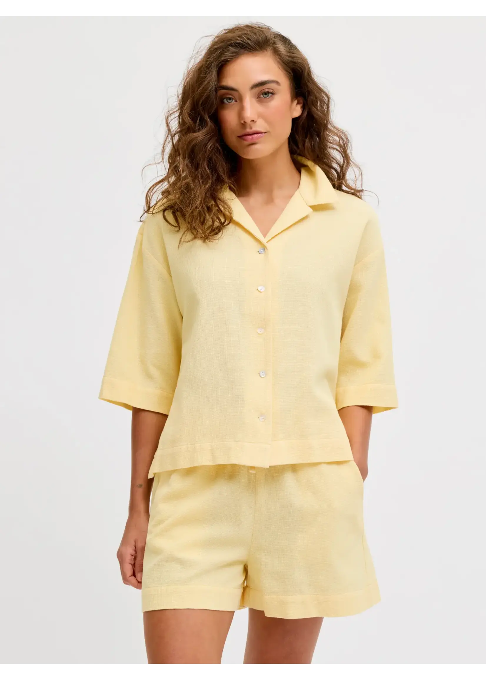 JJXX JXGLOBAL WAFFLE 3/4 RESORT SHIRT WVN SUNLIGHT
