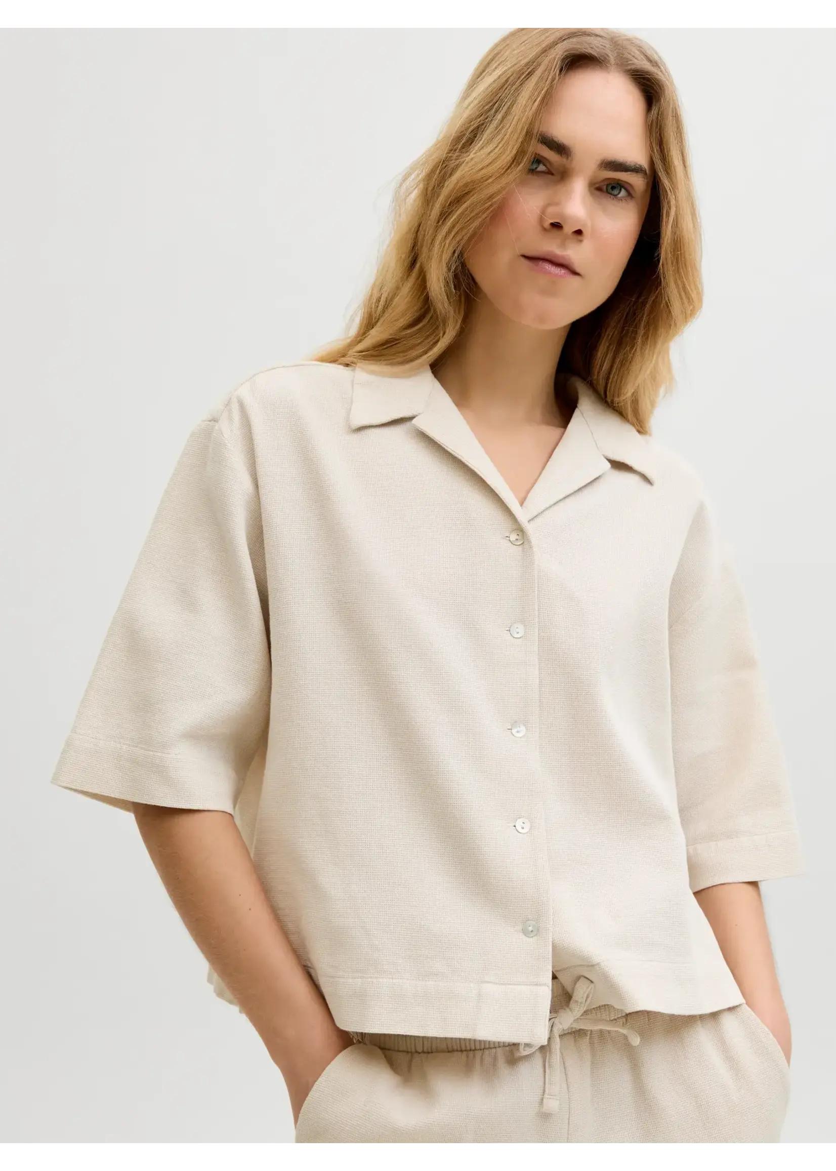JJXX JXGLOBAL WAFFLE 3/4 RESORT SHIRT WVN MOONBEAN