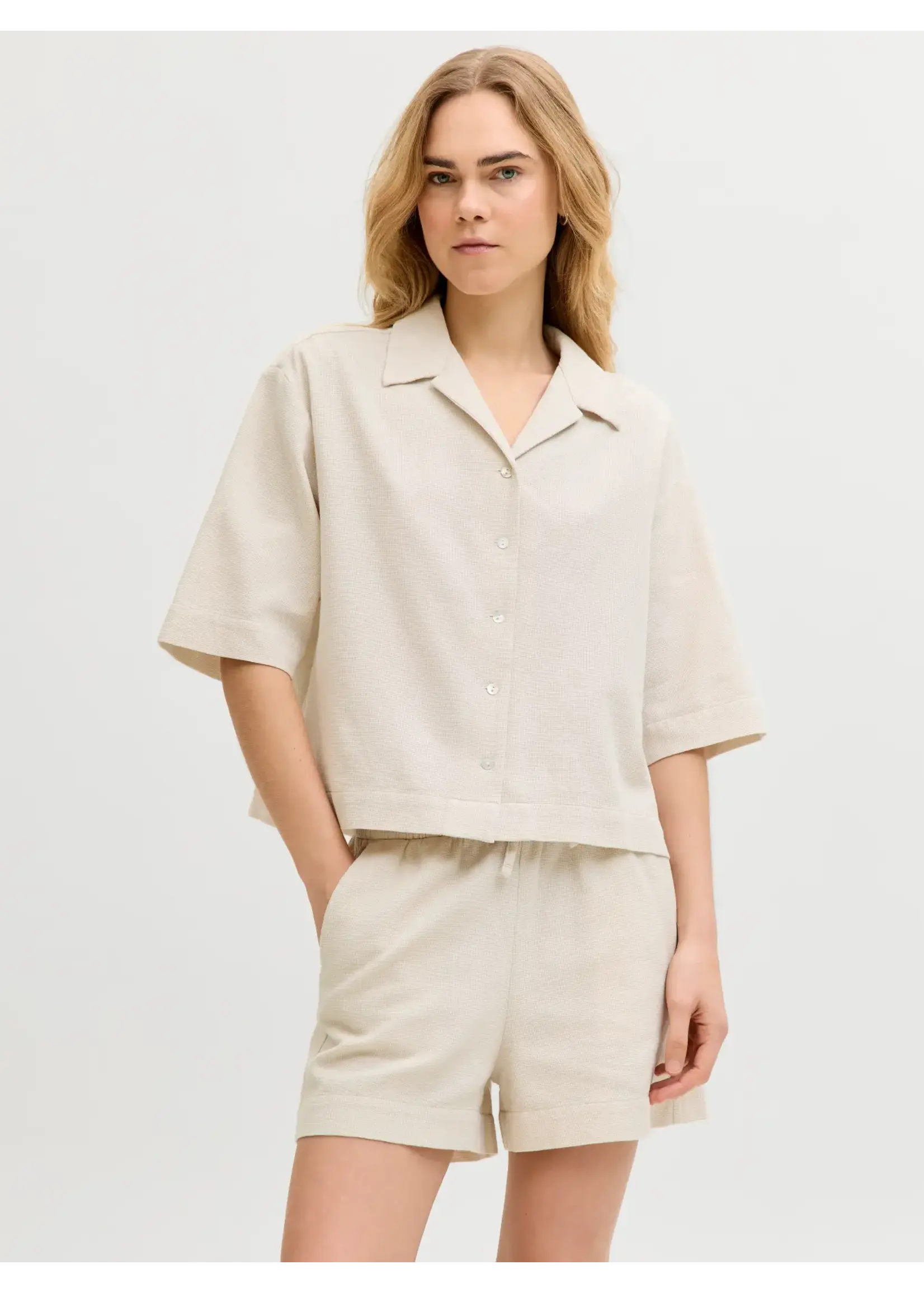 JJXX JXGLOBAL WAFFLE 3/4 RESORT SHIRT WVN MOONBEAN