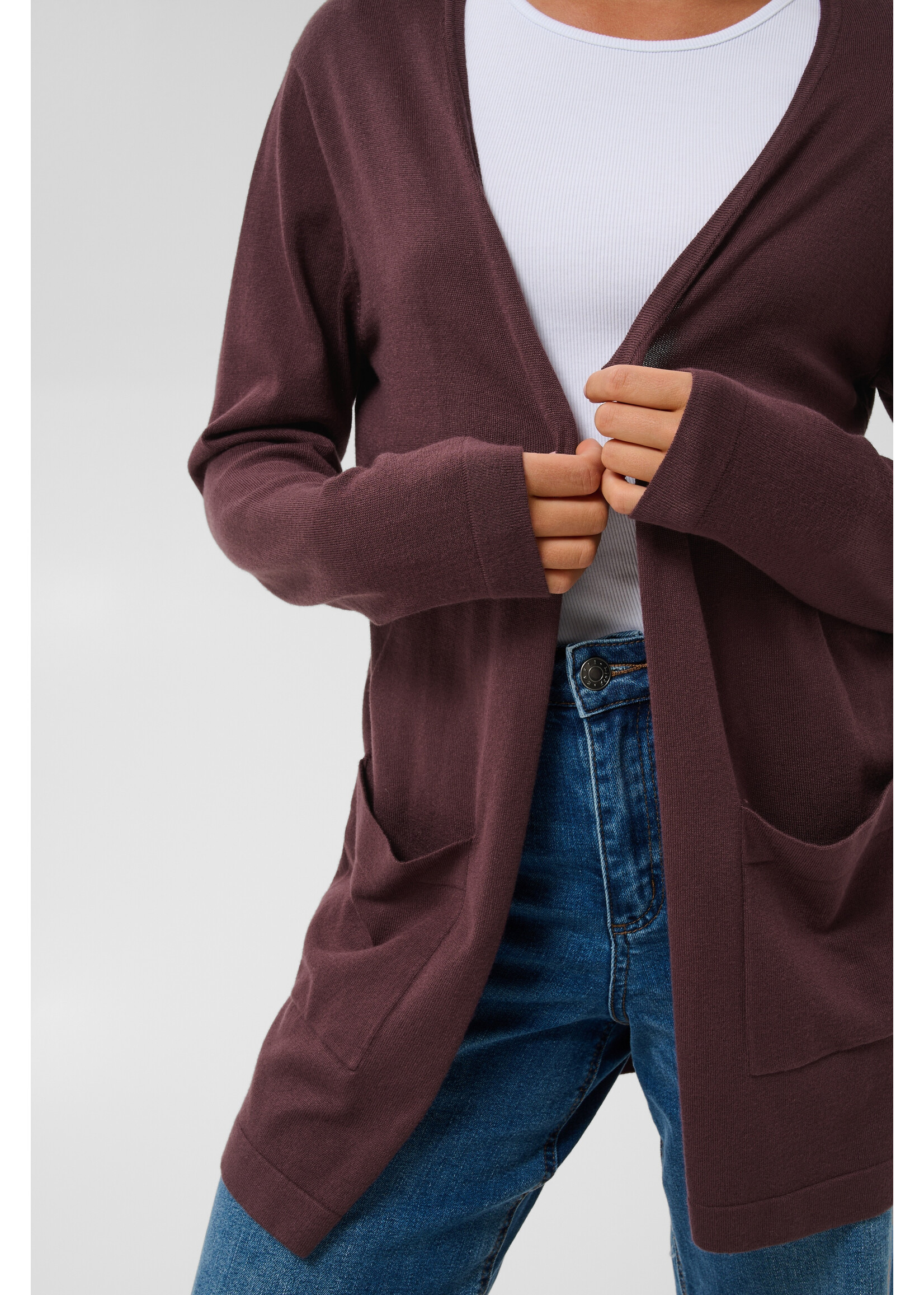 KAFFE KALIZZA LONG CARDIGAN FUDGE