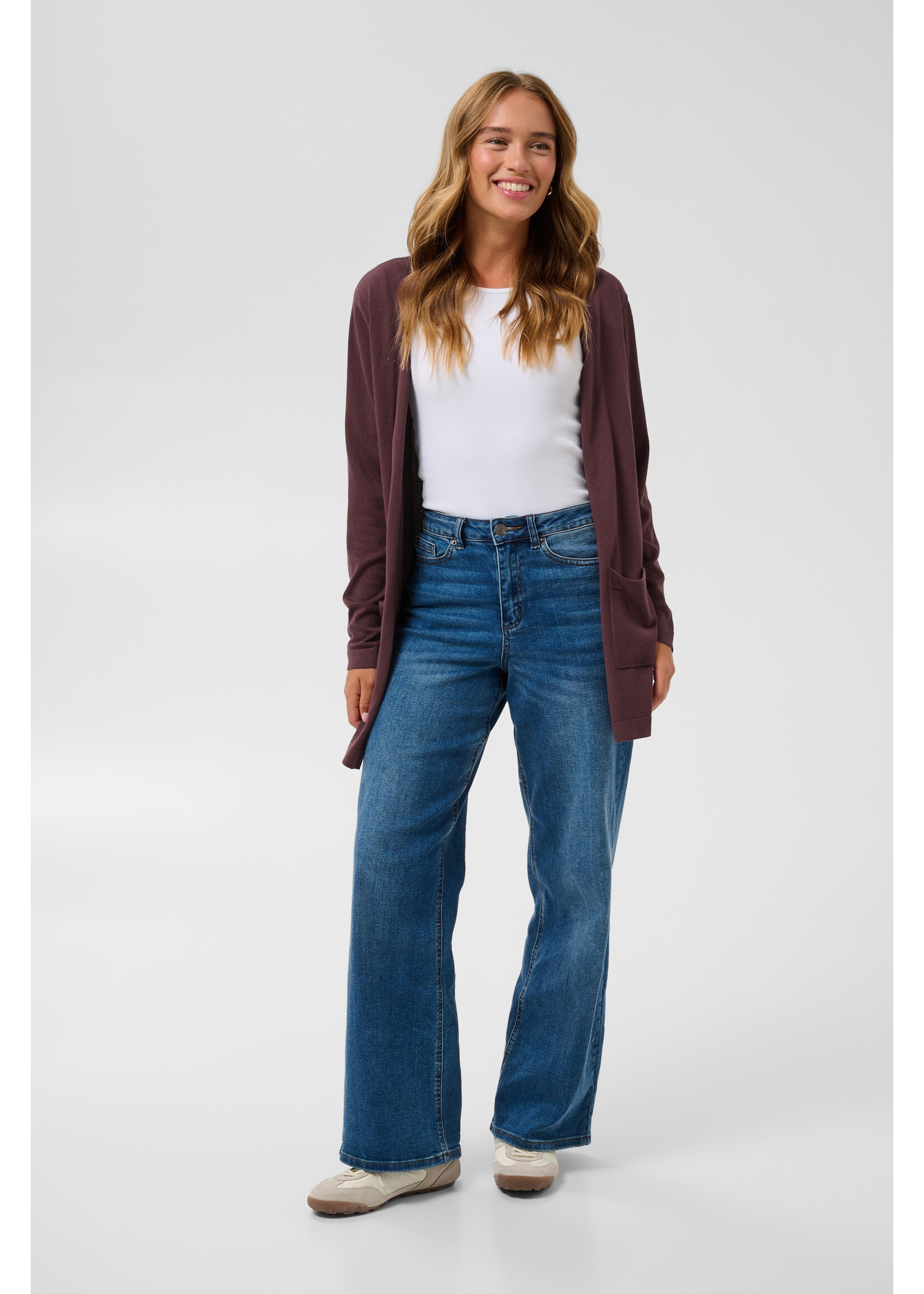 KAFFE KALIZZA LONG CARDIGAN FUDGE
