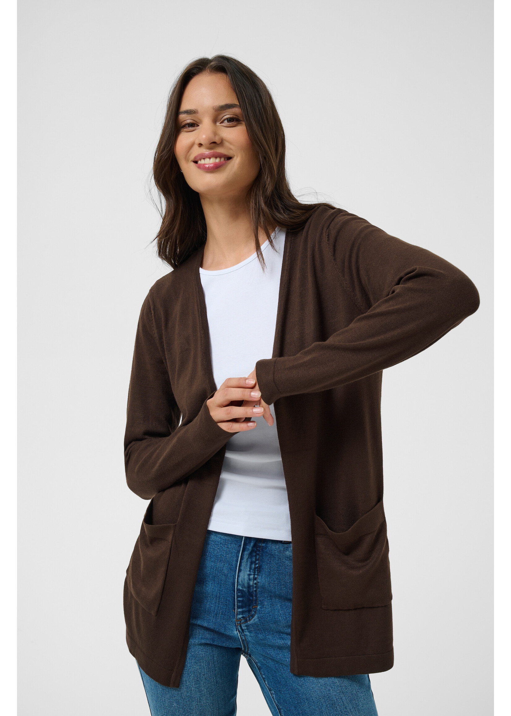 KAFFE KALIZZA LONG CARDIGAN COFFEE BEAN