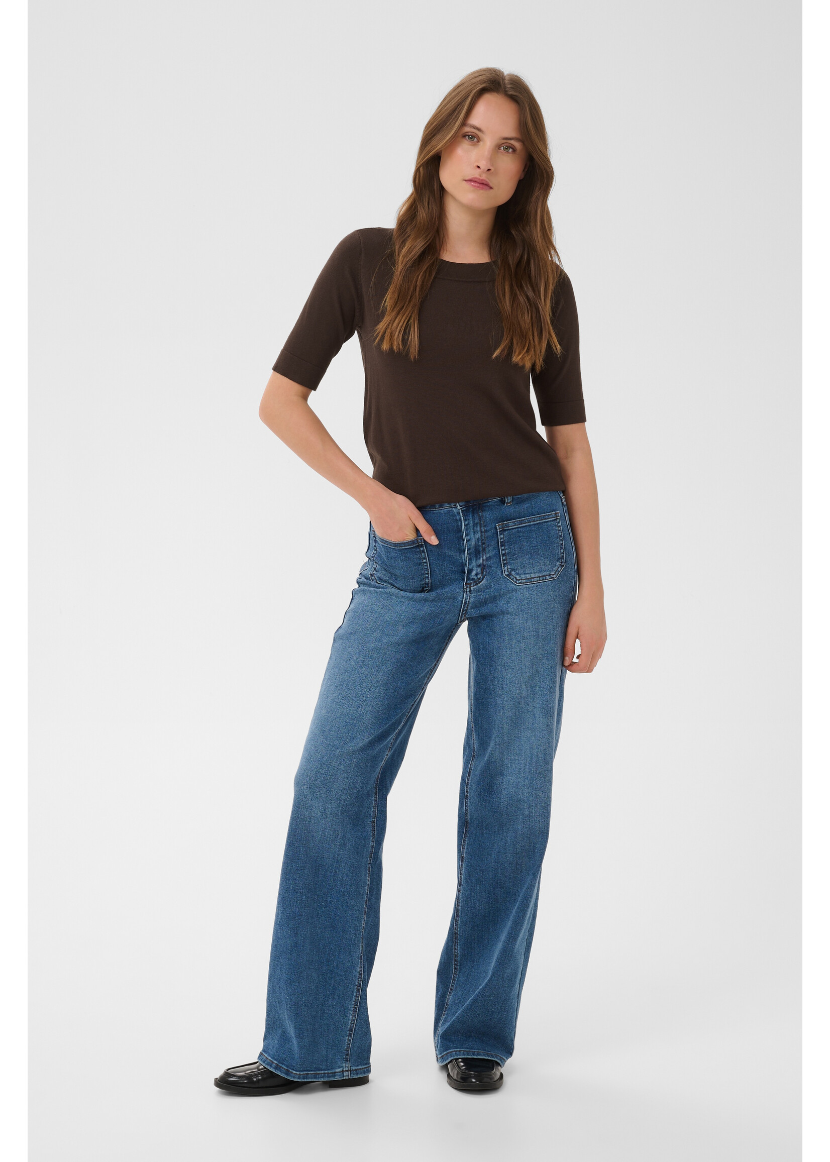 KAFFE KALIZZA BOATNECK SOLID PULLOVER