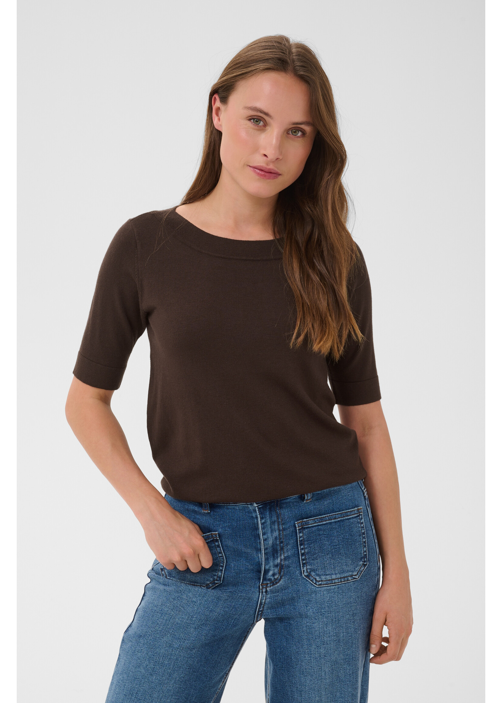 KAFFE KALIZZA BOATNECK SOLID PULLOVER