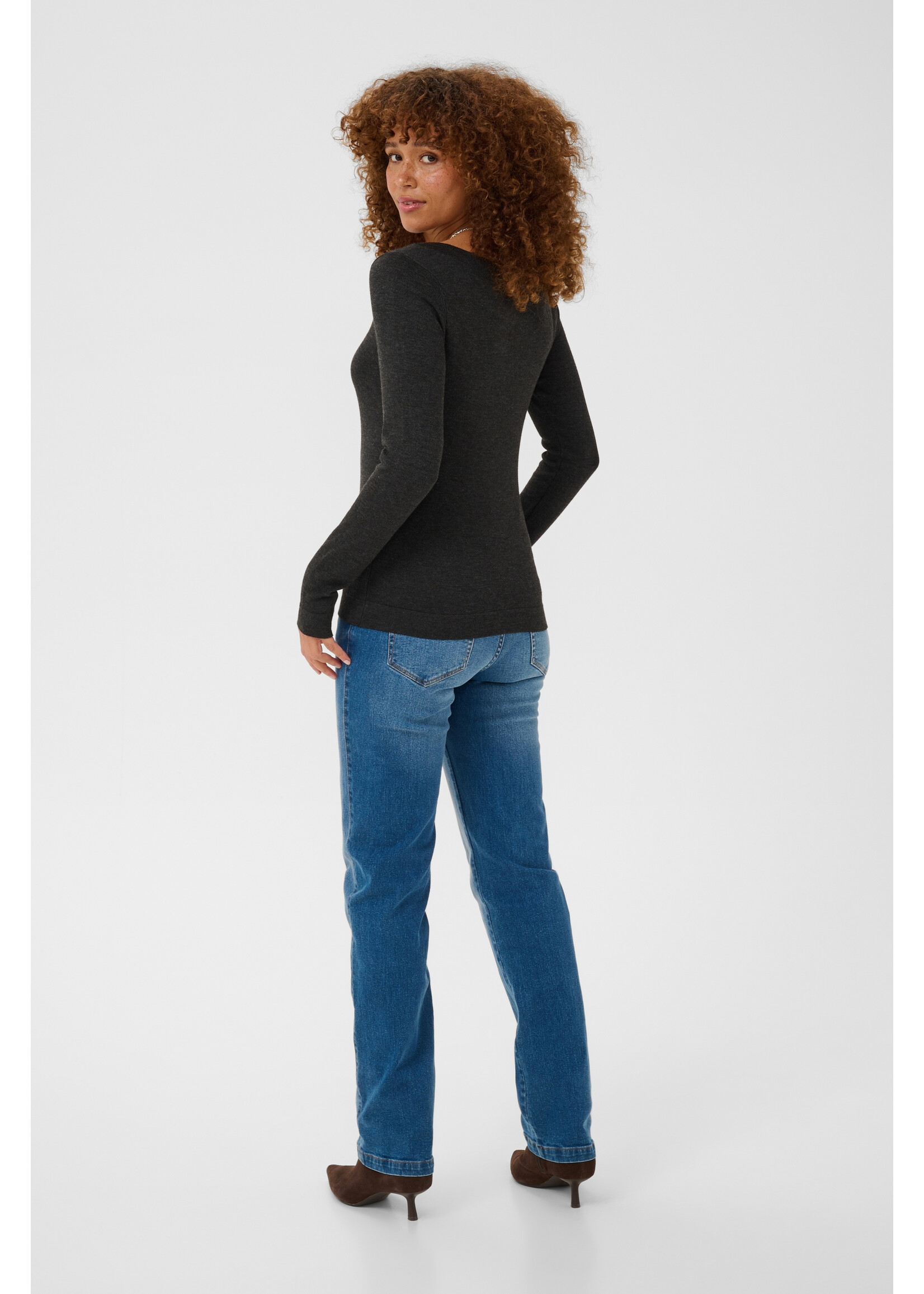 KAFFE KALIZZA KNIT PULLOVER DARK GREY MELANGE