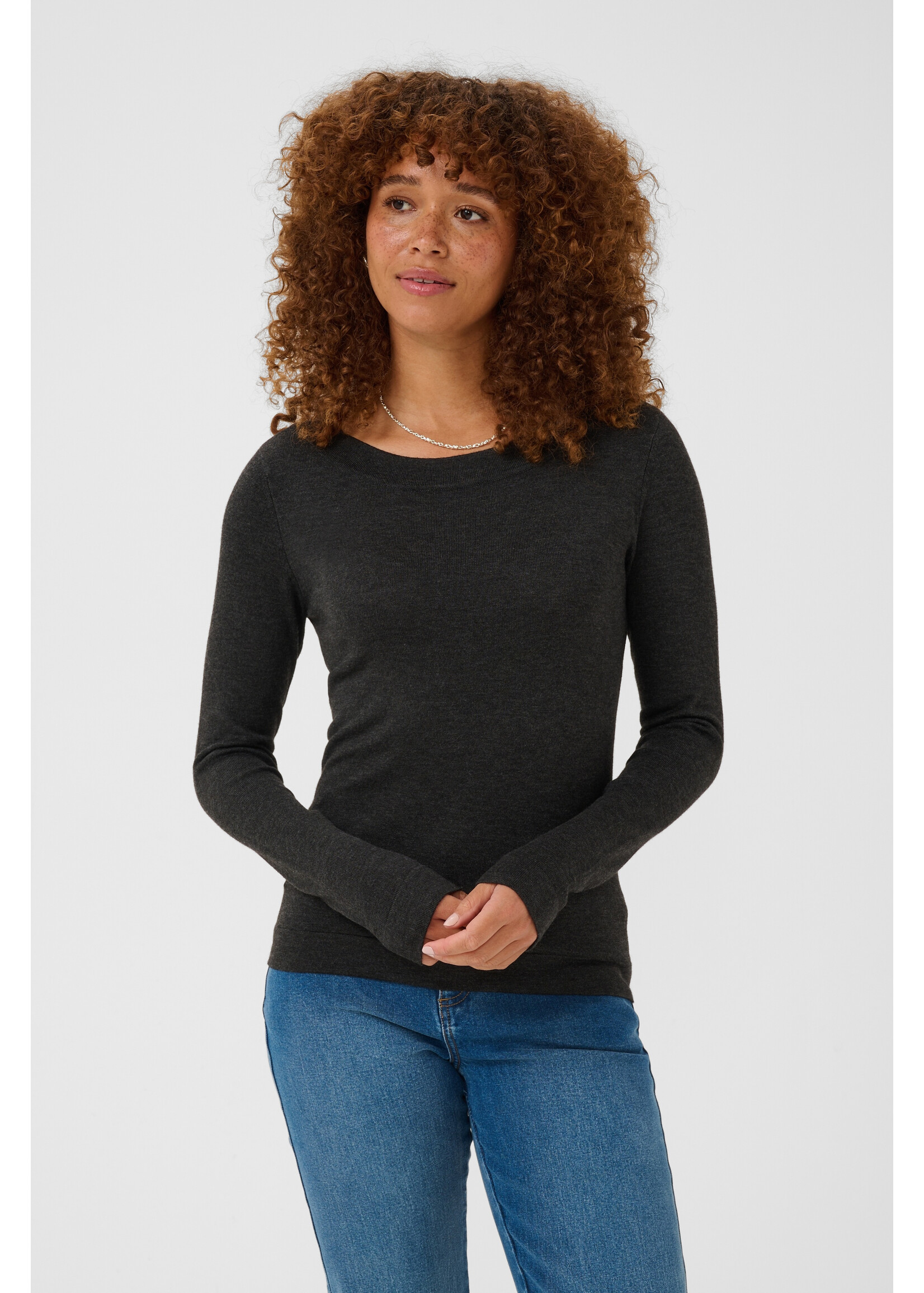 KAFFE KALIZZA KNIT PULLOVER DARK GREY MELANGE