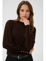 KAFFE KALIZZA ROUND NECK PULLOVER BUTTONS COFFEE BEAN