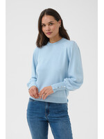 KAFFE KALIZZA ROUND NECK PULLOVER BUTTONS BLUE FOG