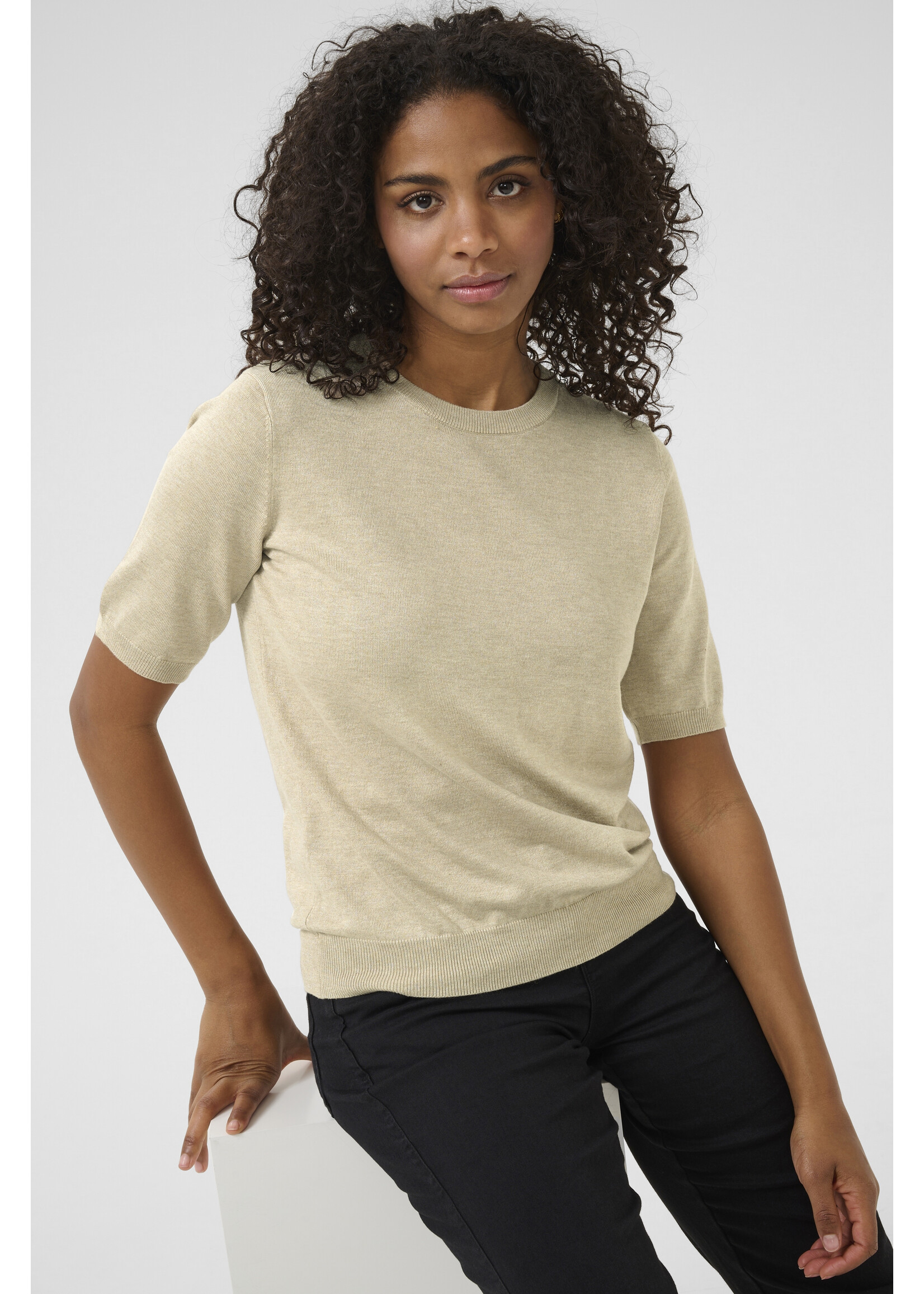 KAFFE KALIZZA O-NECK PULLOVER FEATHER GREY/MELANGE