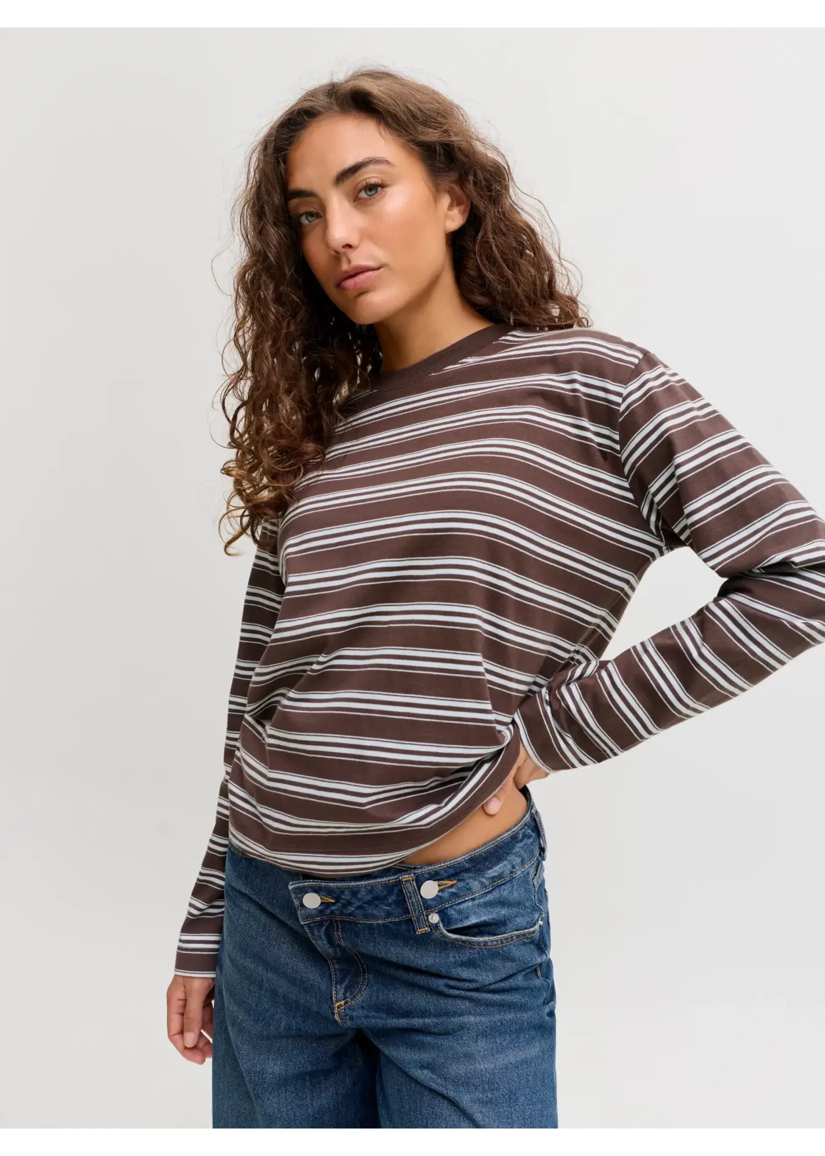 JJXX JXSOPHIA BOXY LS STRIPE TEE JRS SN BRACKEN COUNTRY AIR