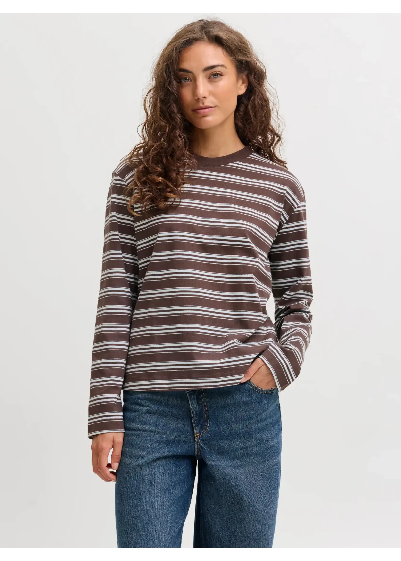JJXX JXSOPHIA BOXY LS STRIPE TEE JRS SN BRACKEN COUNTRY AIR