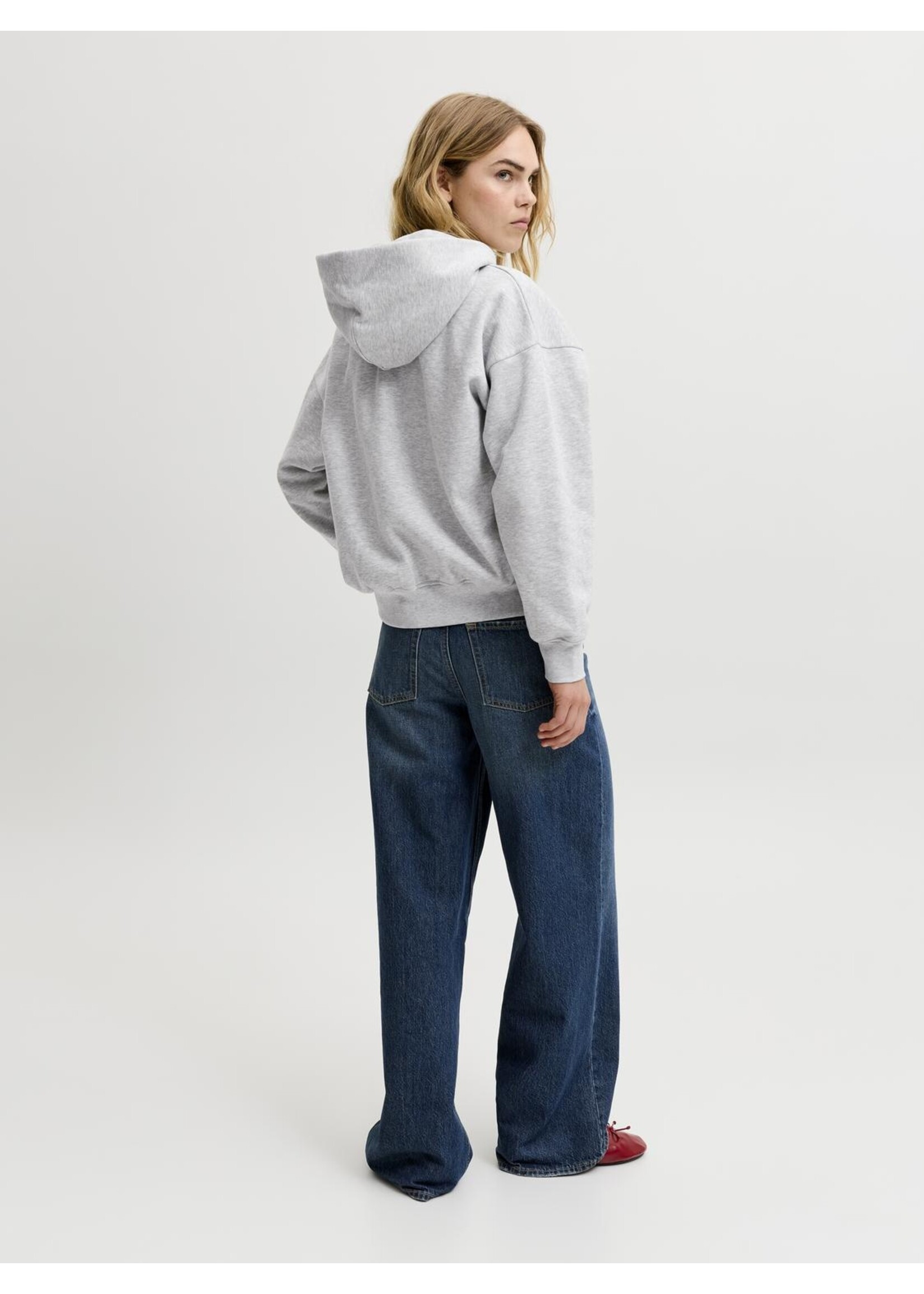 JJXX JXSOPHIA BOXY LS ZIP HOOD SWT GRAY