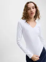 JJXX JXFREYA STR LS V-NECK TOP JRS NOOS WHITE