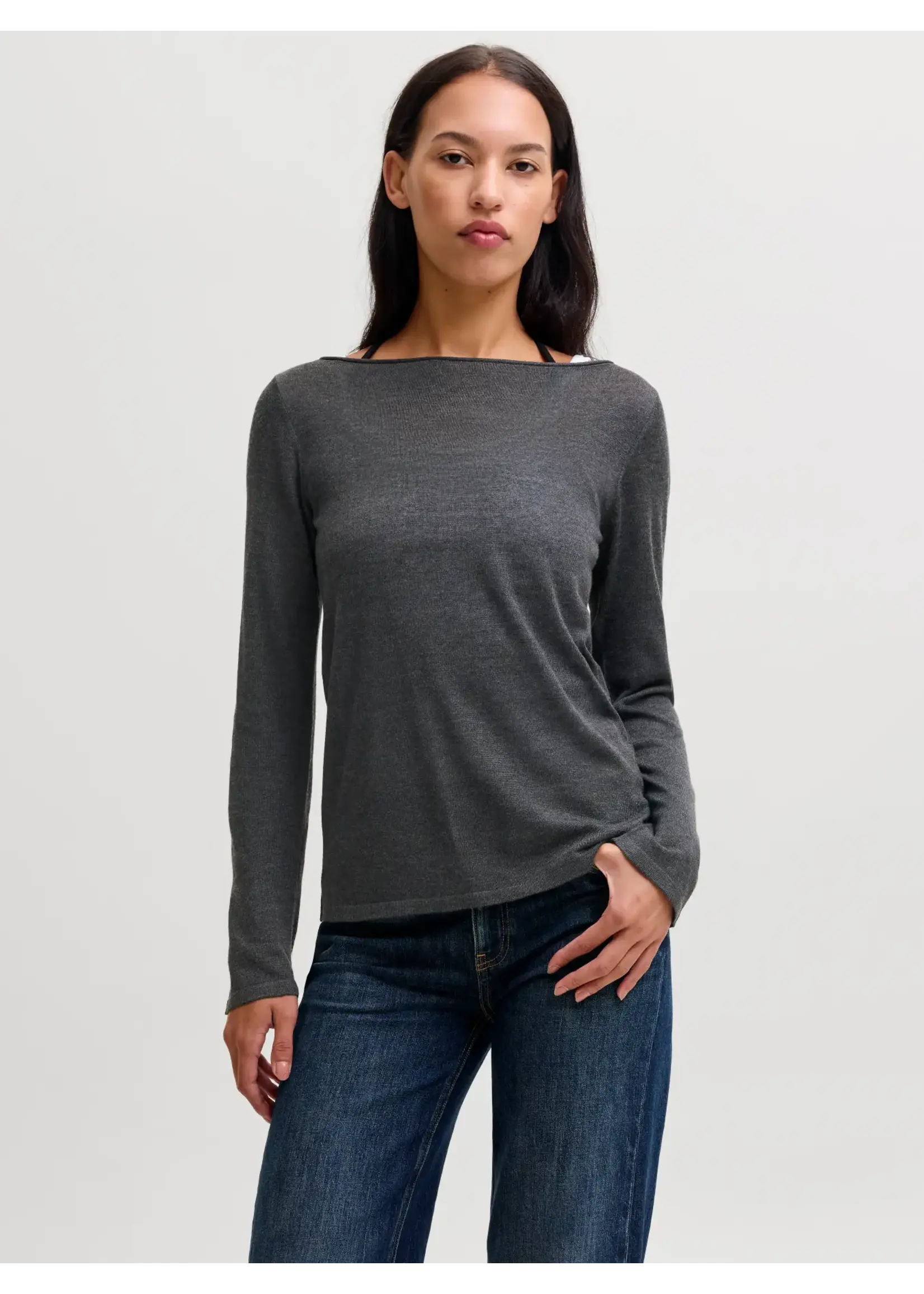 JJXX JXALBERTE BOAT NECK KNIT NOOS DARK GRAY