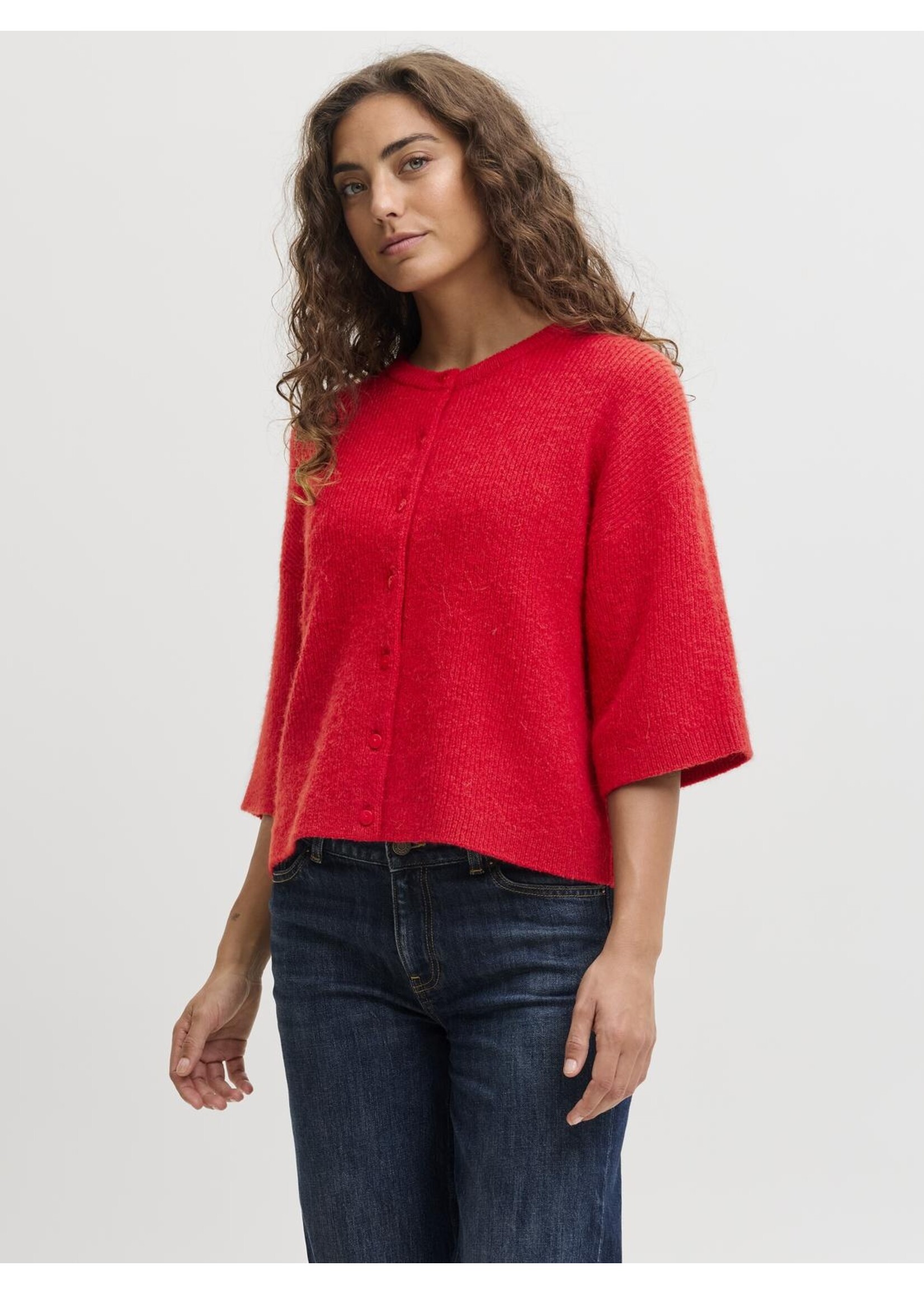 JJXX JXEVI SS CARDIGAN KNIT SCARLET SAGE