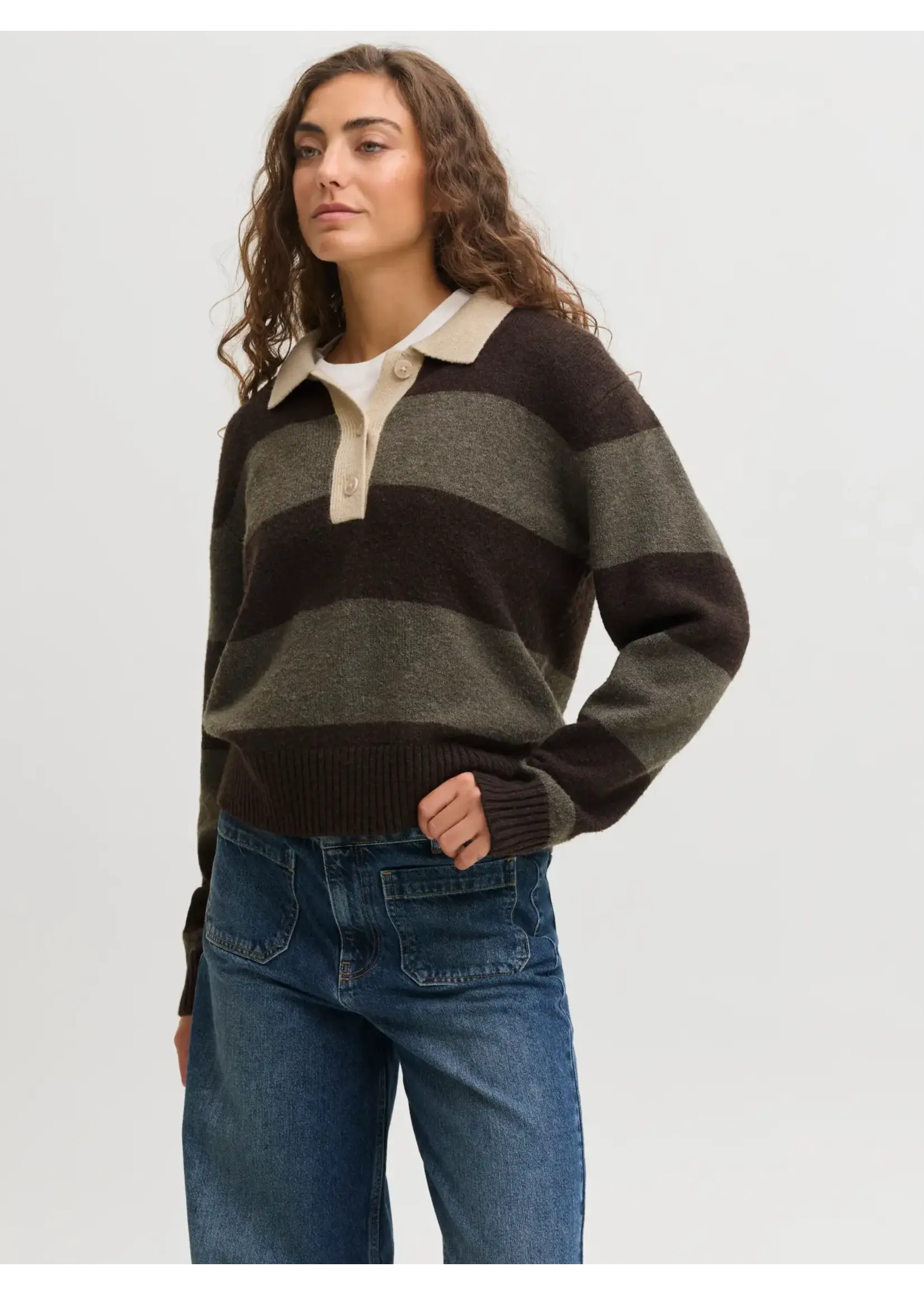JJXX JXRUBY POLO NECK KNIT SN SEAL BROWN