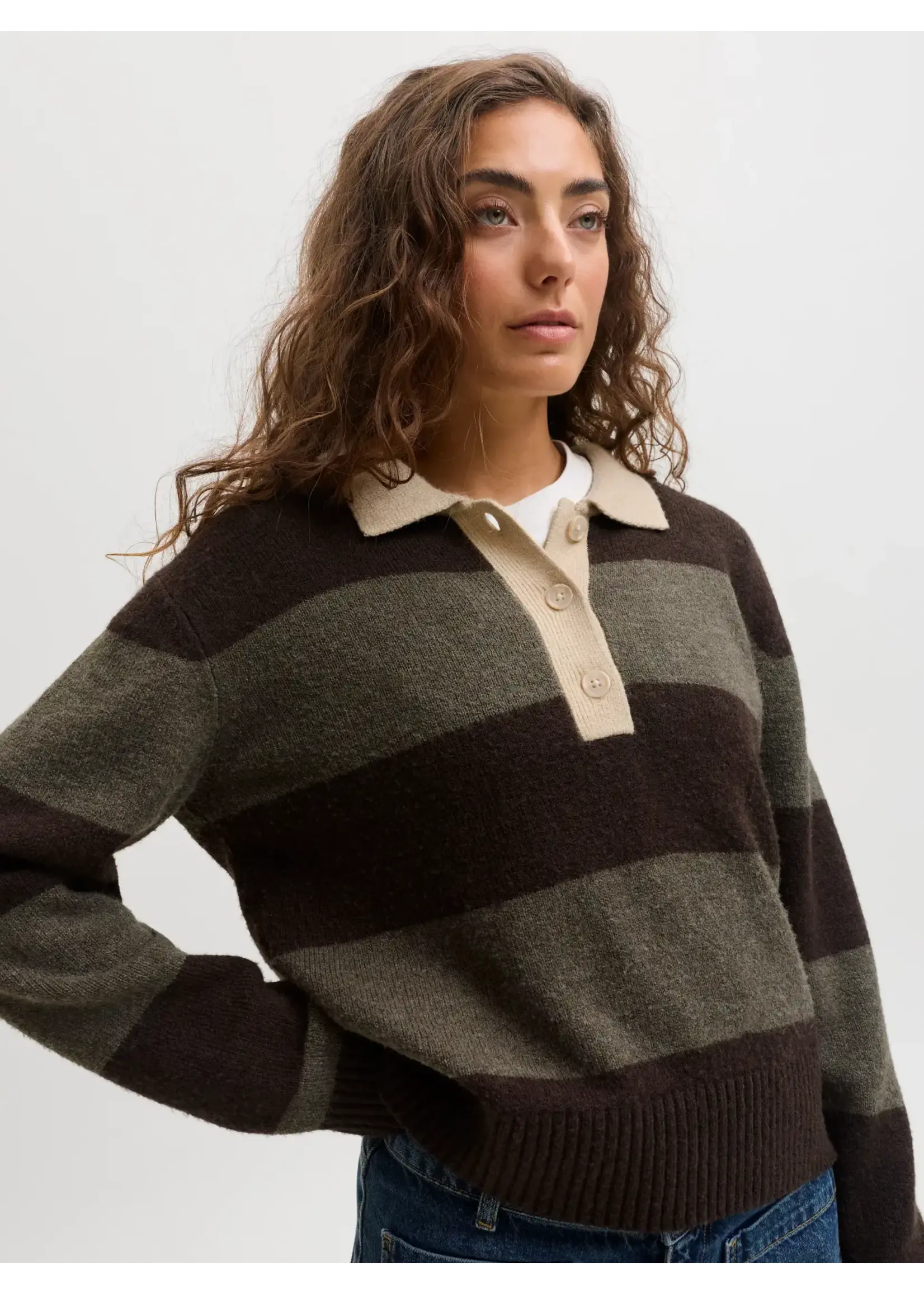JJXX JXRUBY POLO NECK KNIT SN SEAL BROWN