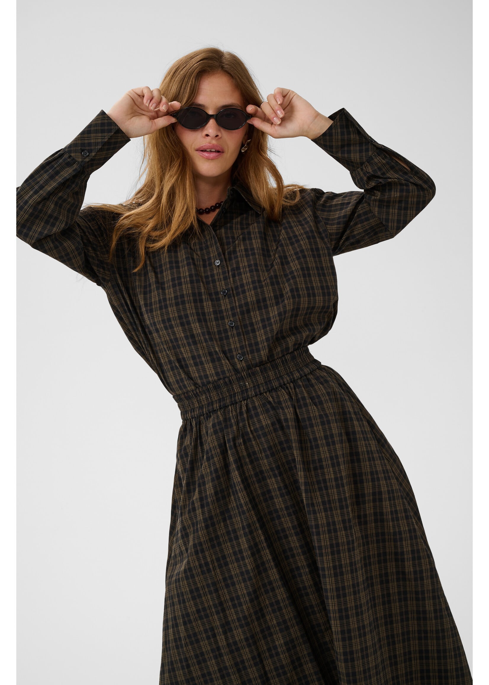 KAFFE KAHELIE SKIRT BROWN CHECK