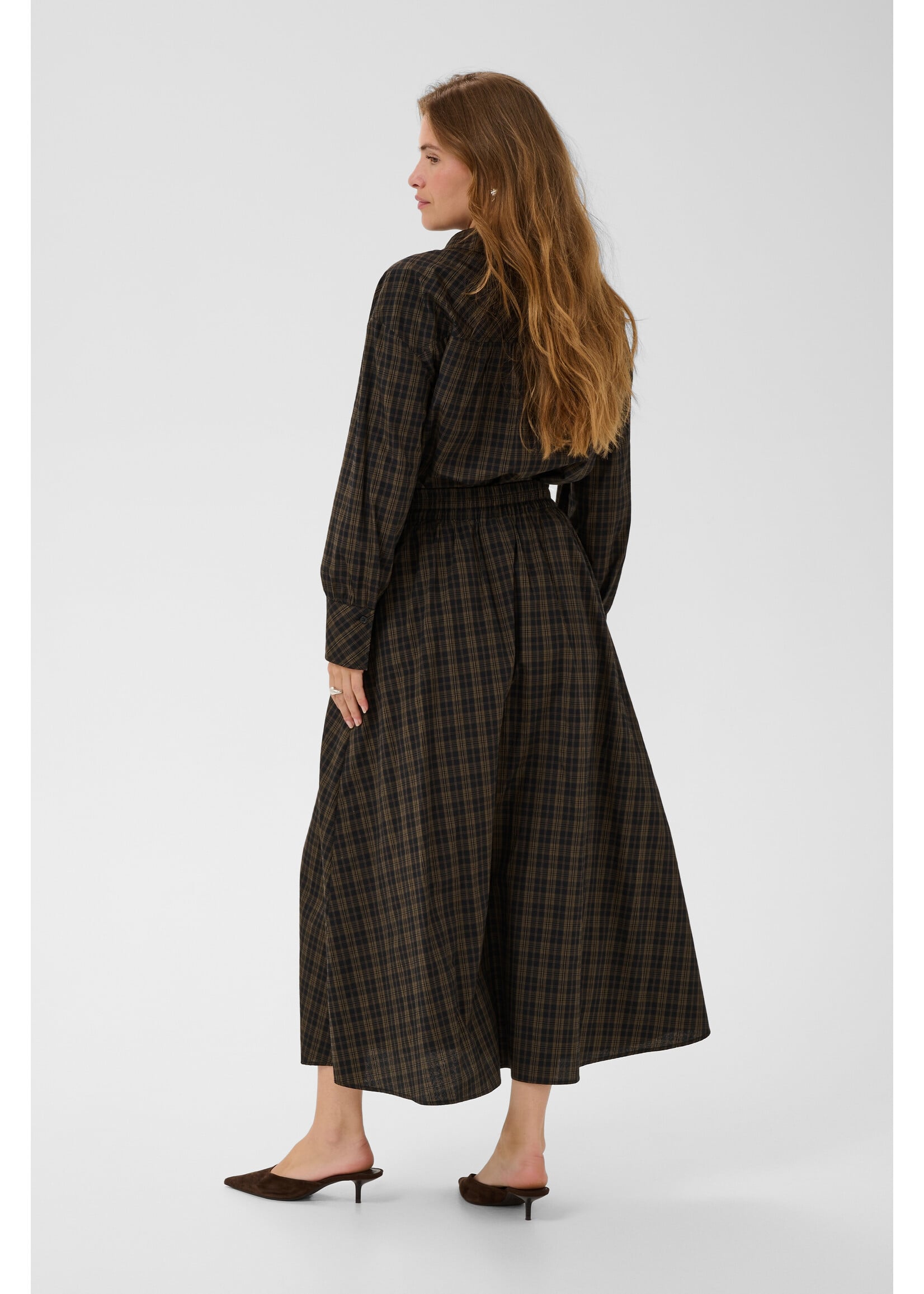 KAFFE KAHELIE SKIRT BROWN CHECK