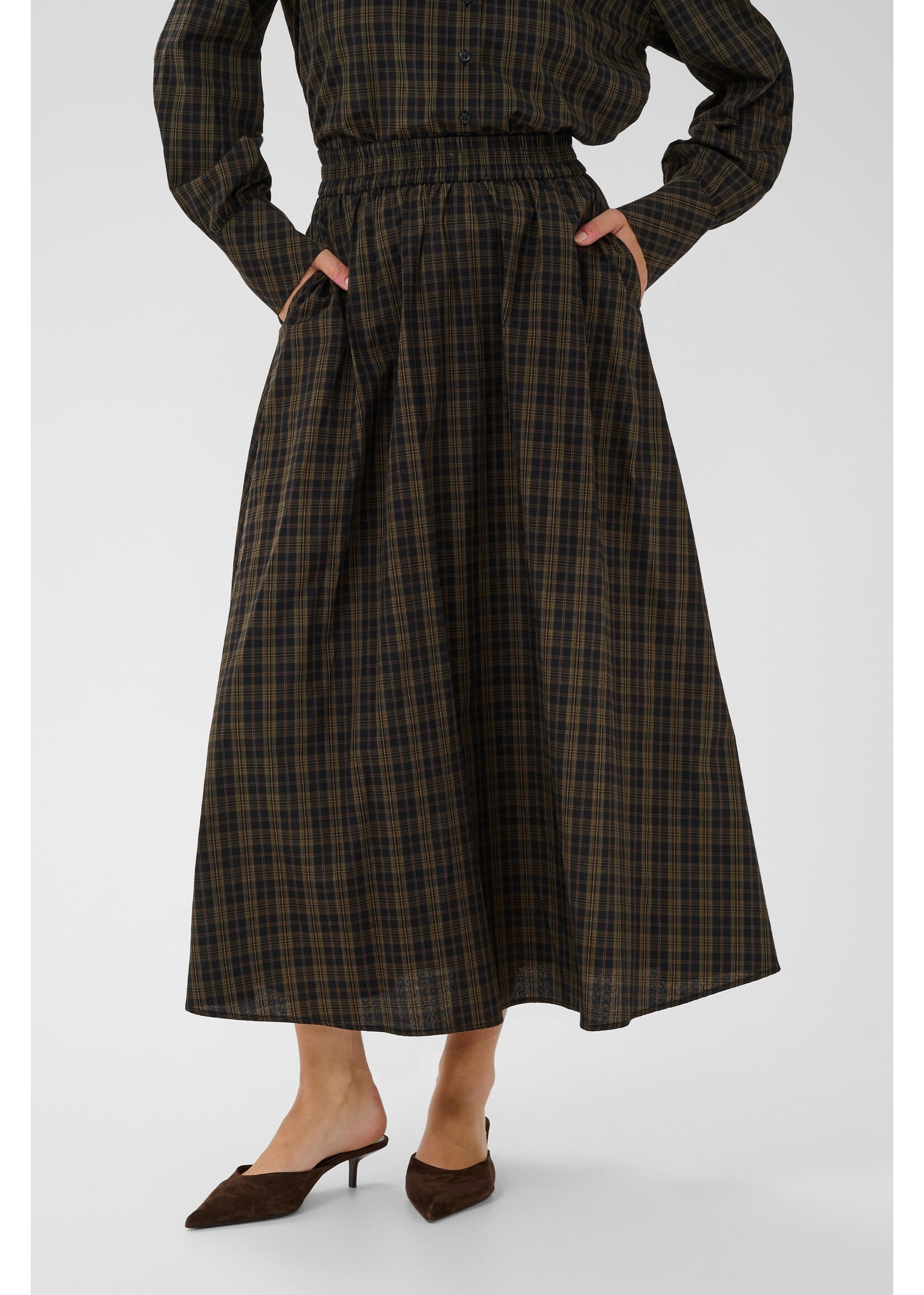 KAFFE KAHELIE SKIRT BROWN CHECK