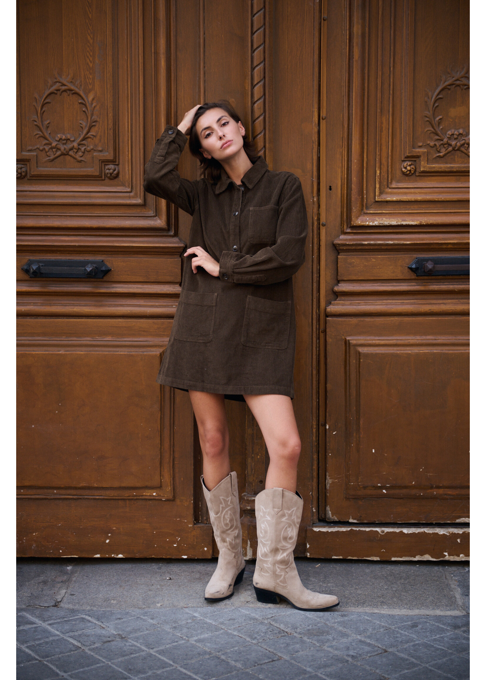 SUPERBUSY DRESS CORDUROY CLARISSE BROWN