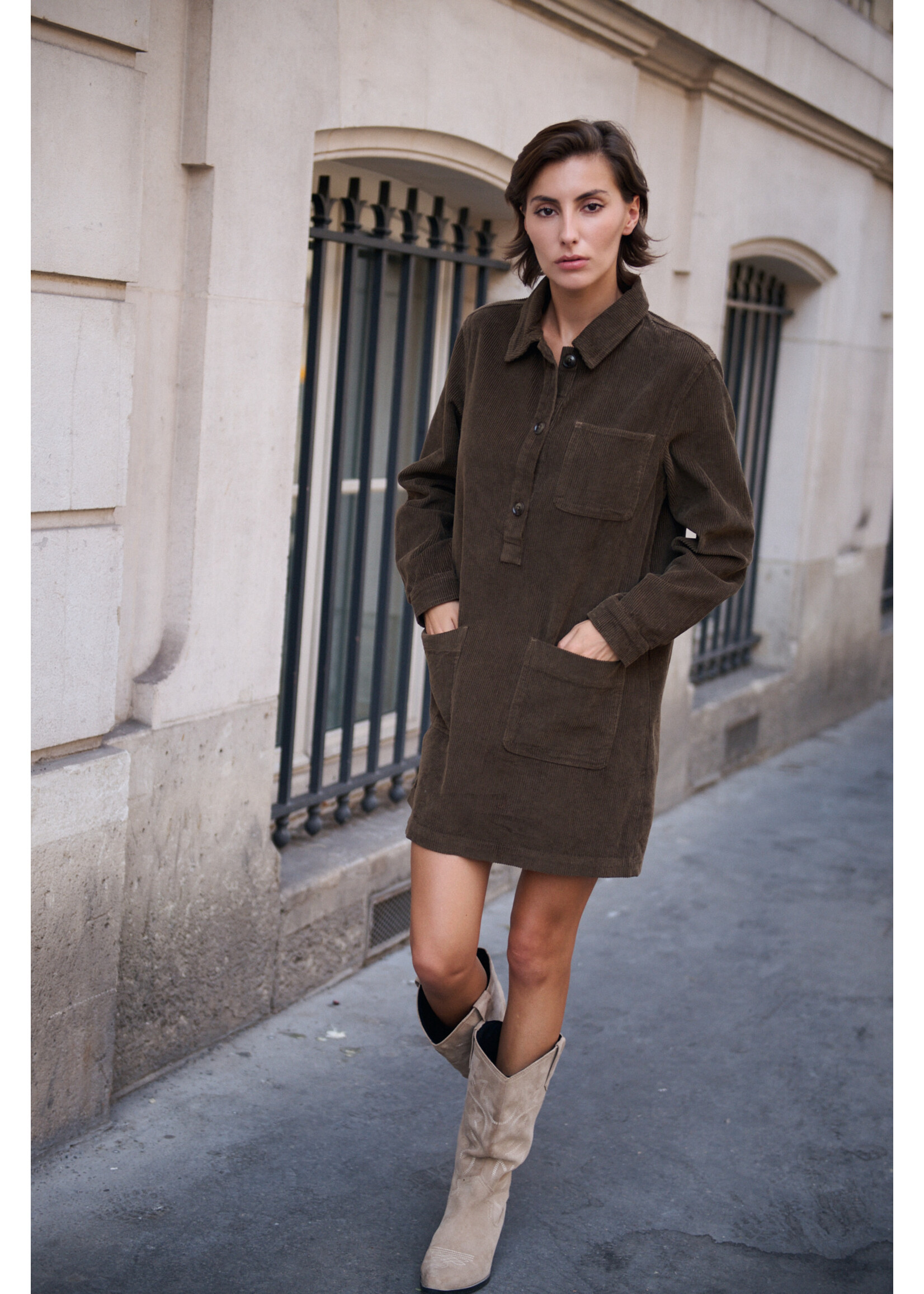 SUPERBUSY DRESS CORDUROY CLARISSE BROWN