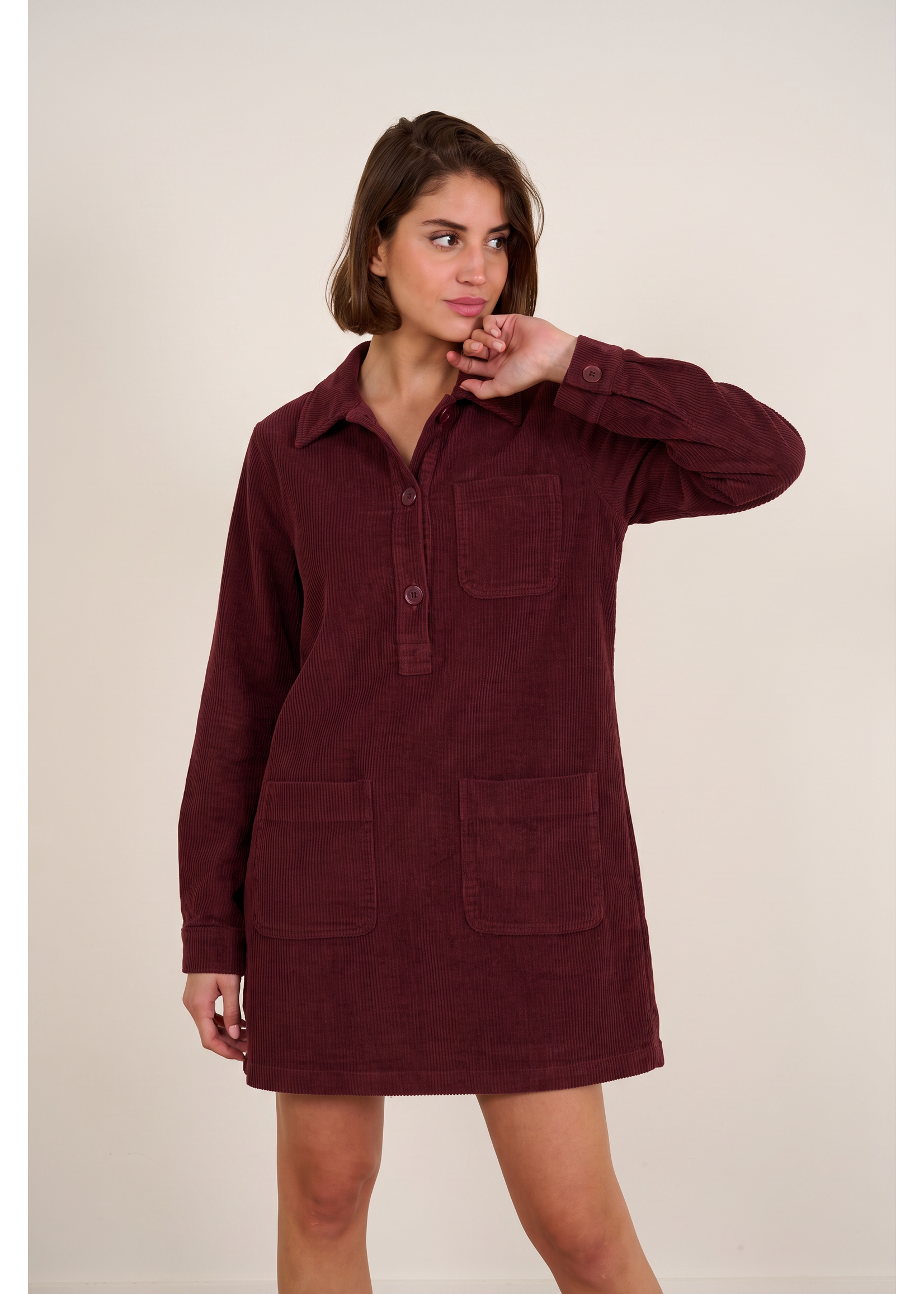SUPERBUSY DRESS CORDUROY CLARISSE BORDEAUX