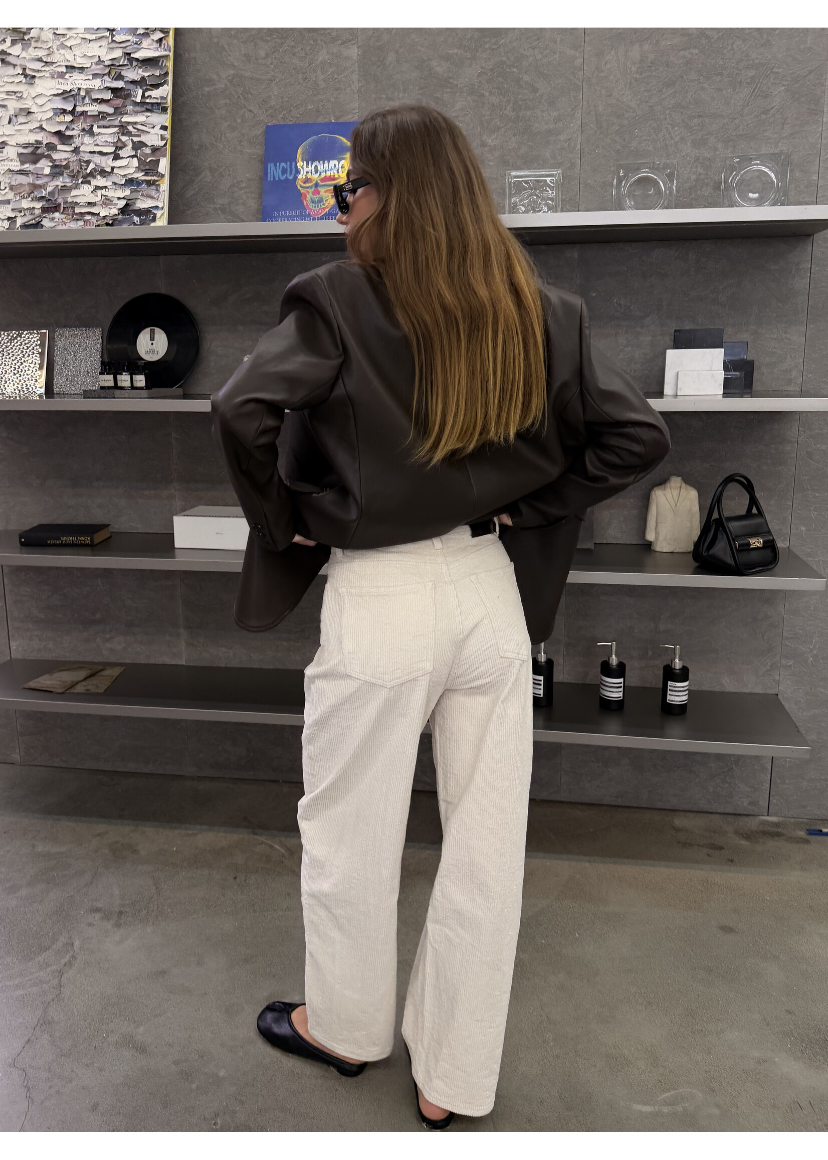 SUPERBUSY JEANS OONA  RIB FLUWEEL OFFWHITE