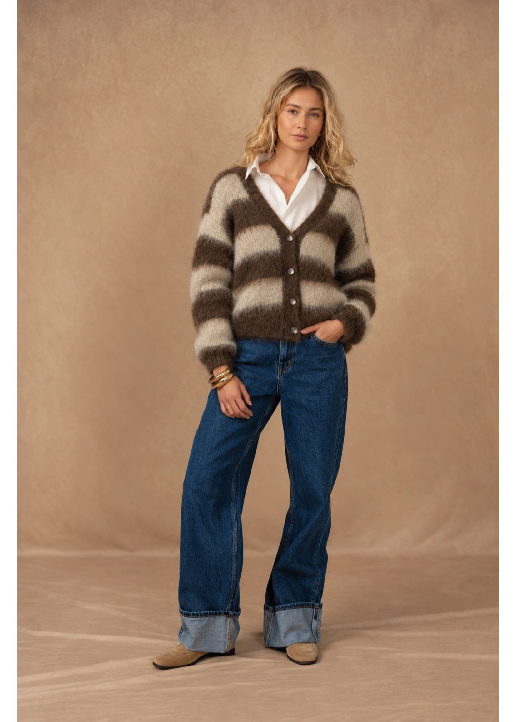 SUPERBUSY GILET MOHAIR NANA BROWN