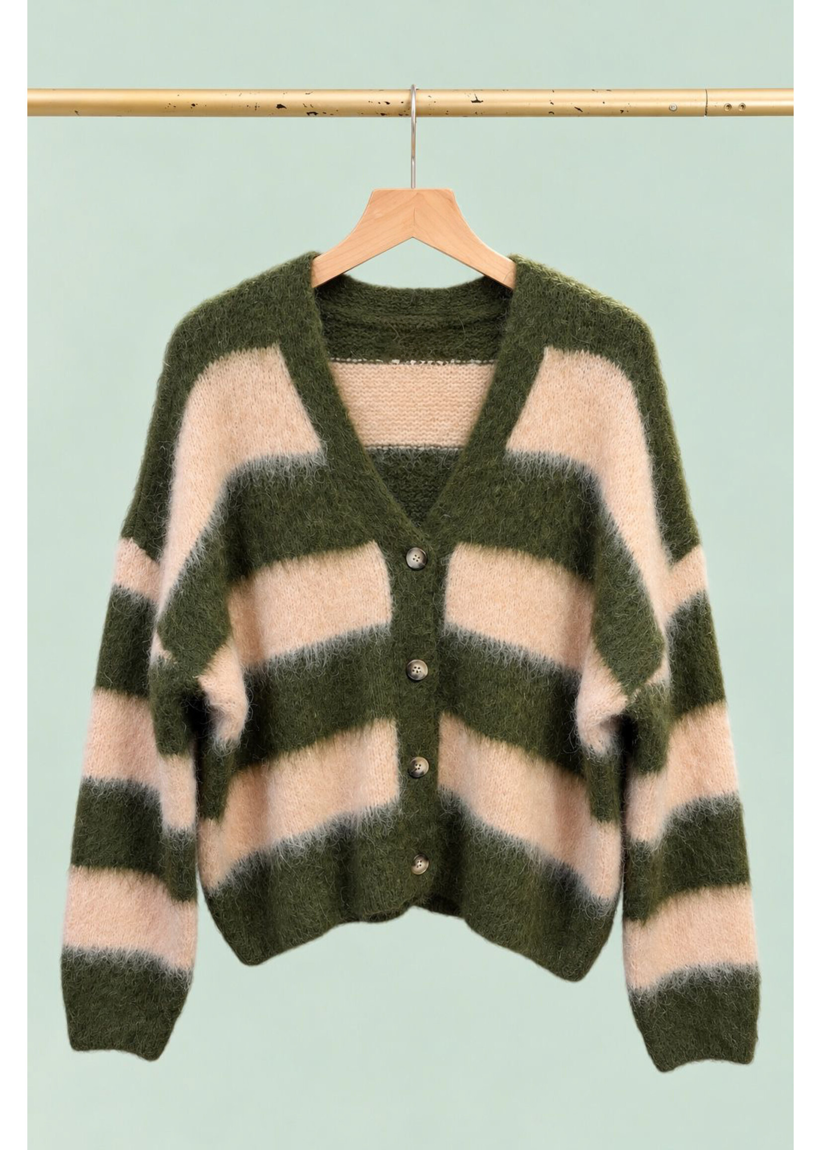SUPERBUSY GILET MOHAIR NANA OLIVE GREEN