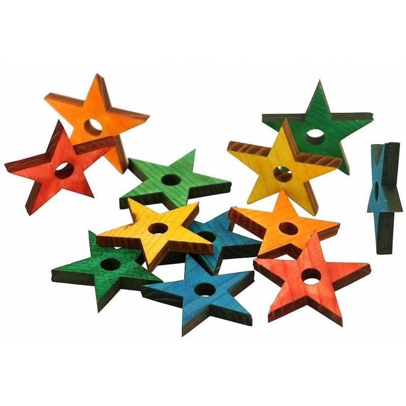 12st Houten sterren, Mix Color