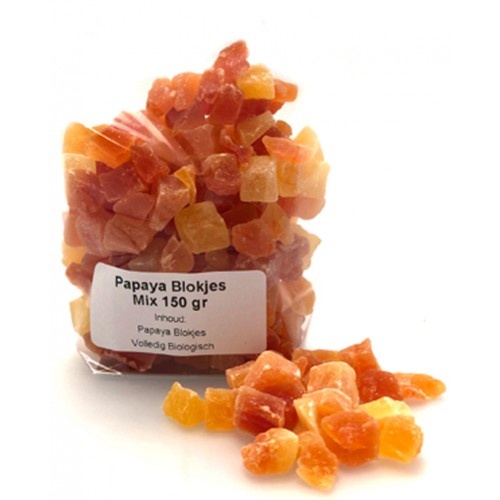 Papaja blokjes 150 gram
