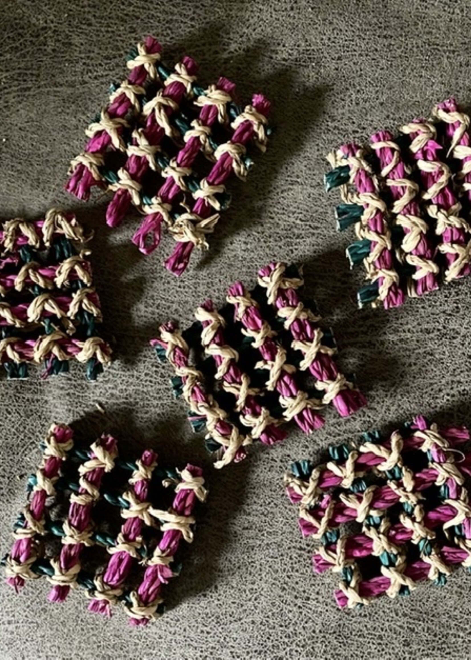 Grass mat pieces colored