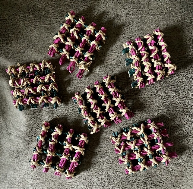 Grass mat pieces colored