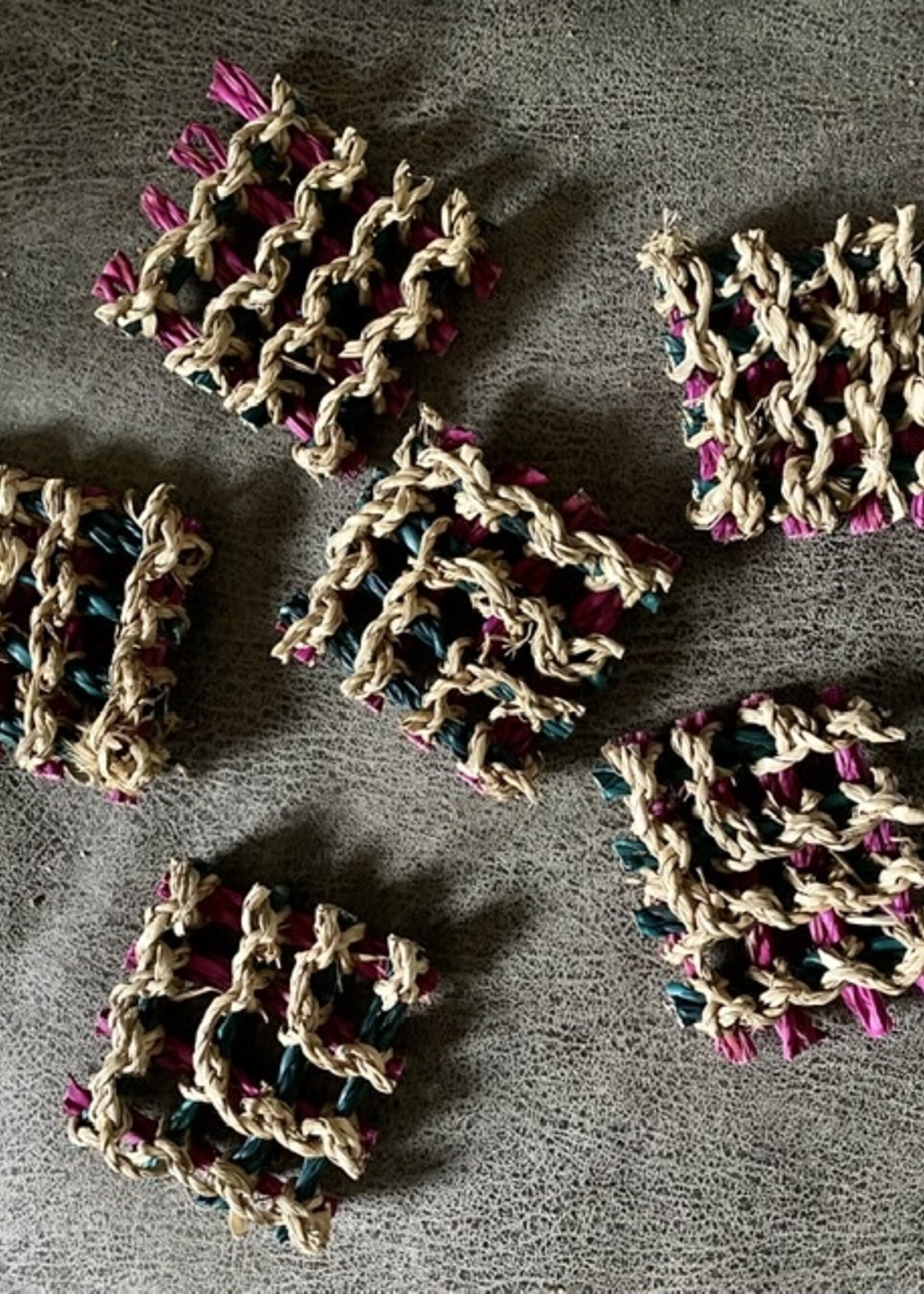 Grass mat pieces colored