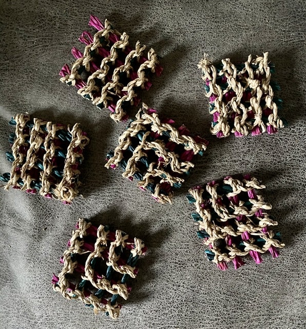 Grass mat pieces colored