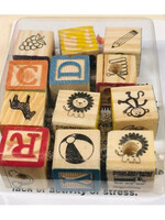 Colored wooden ABC blocks large per 12 pieces