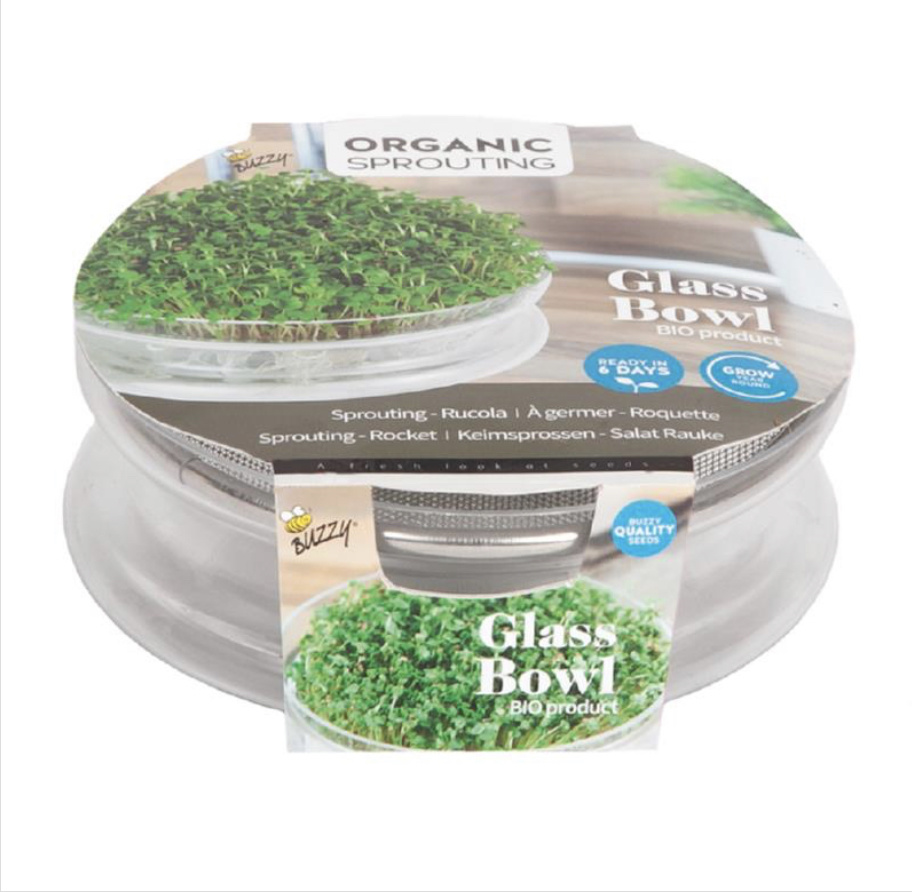 Organic Sprouting Glazen Bowl met Rucola