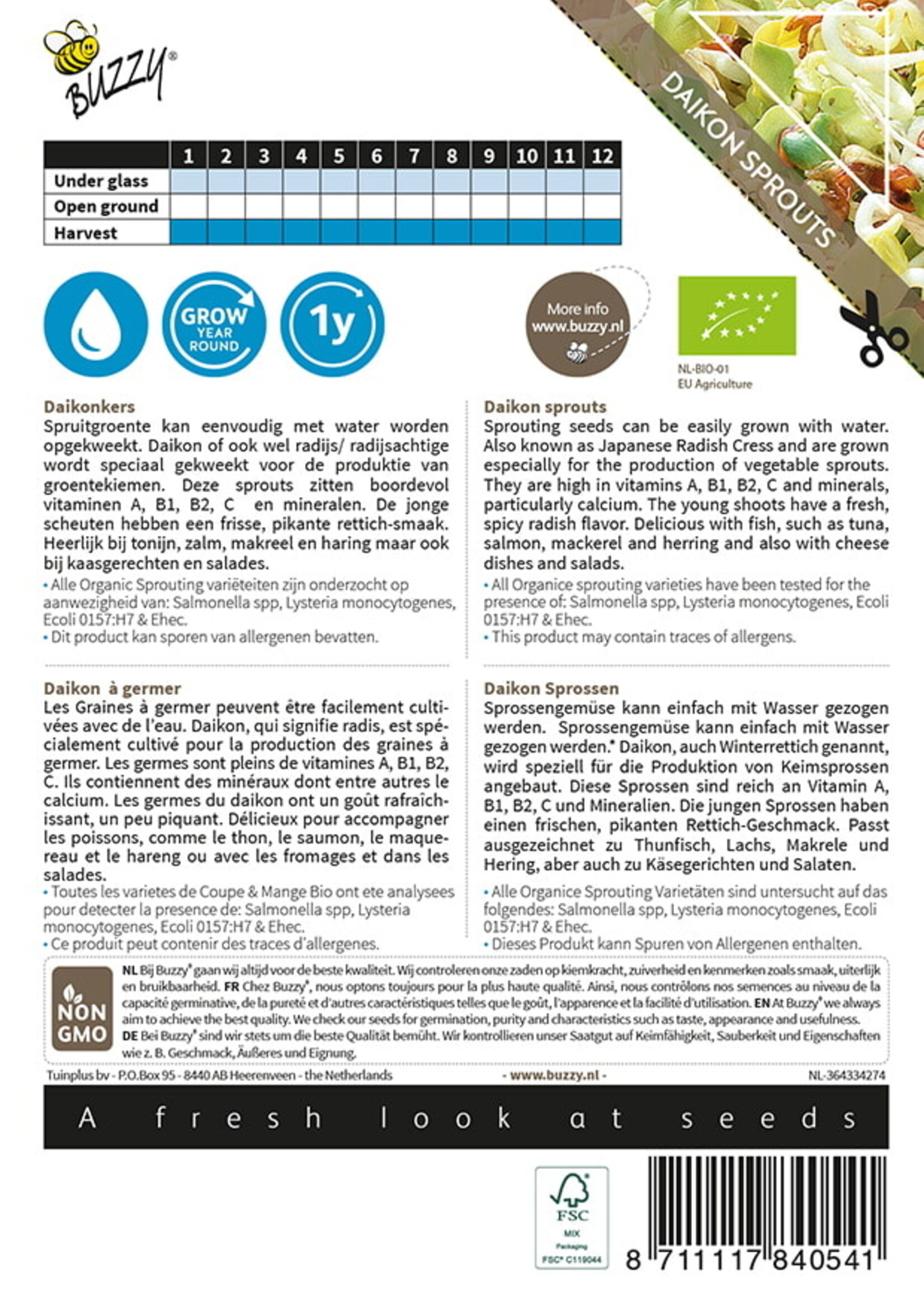 Buzzy Organic Sprouting Daikonkers