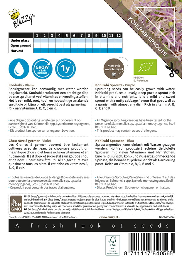 Organic Sprouting Koolrabi blauwpaars