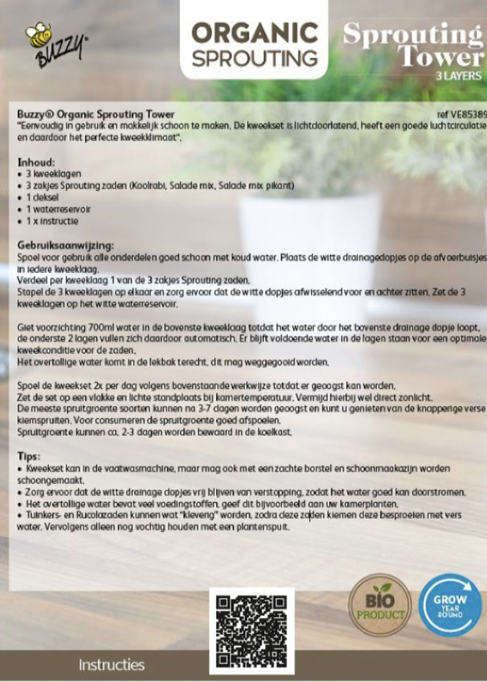 Buzzy Organic Sprouting Tower 3 laags