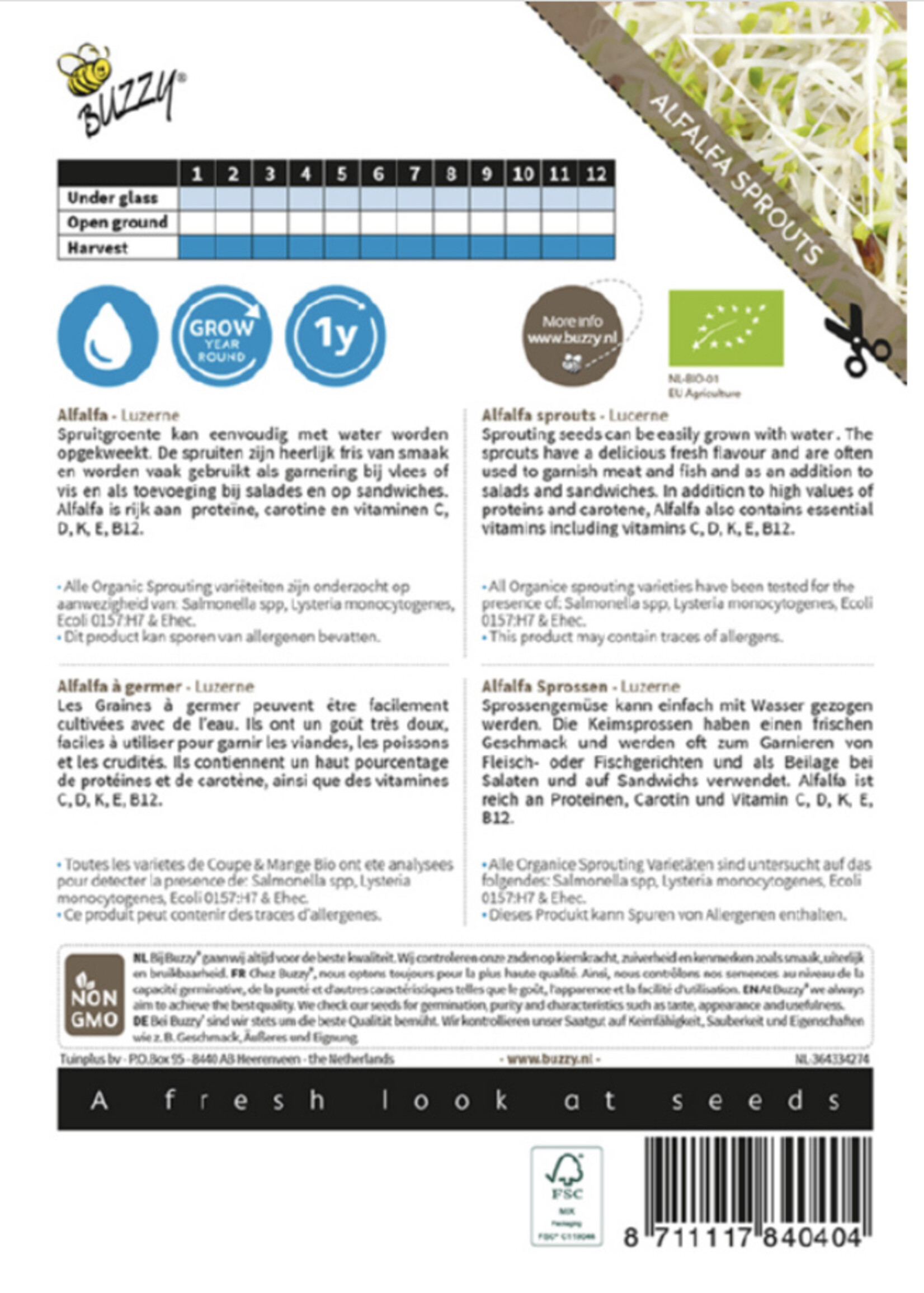 Buzzy Organic Sprouting Alfalfa