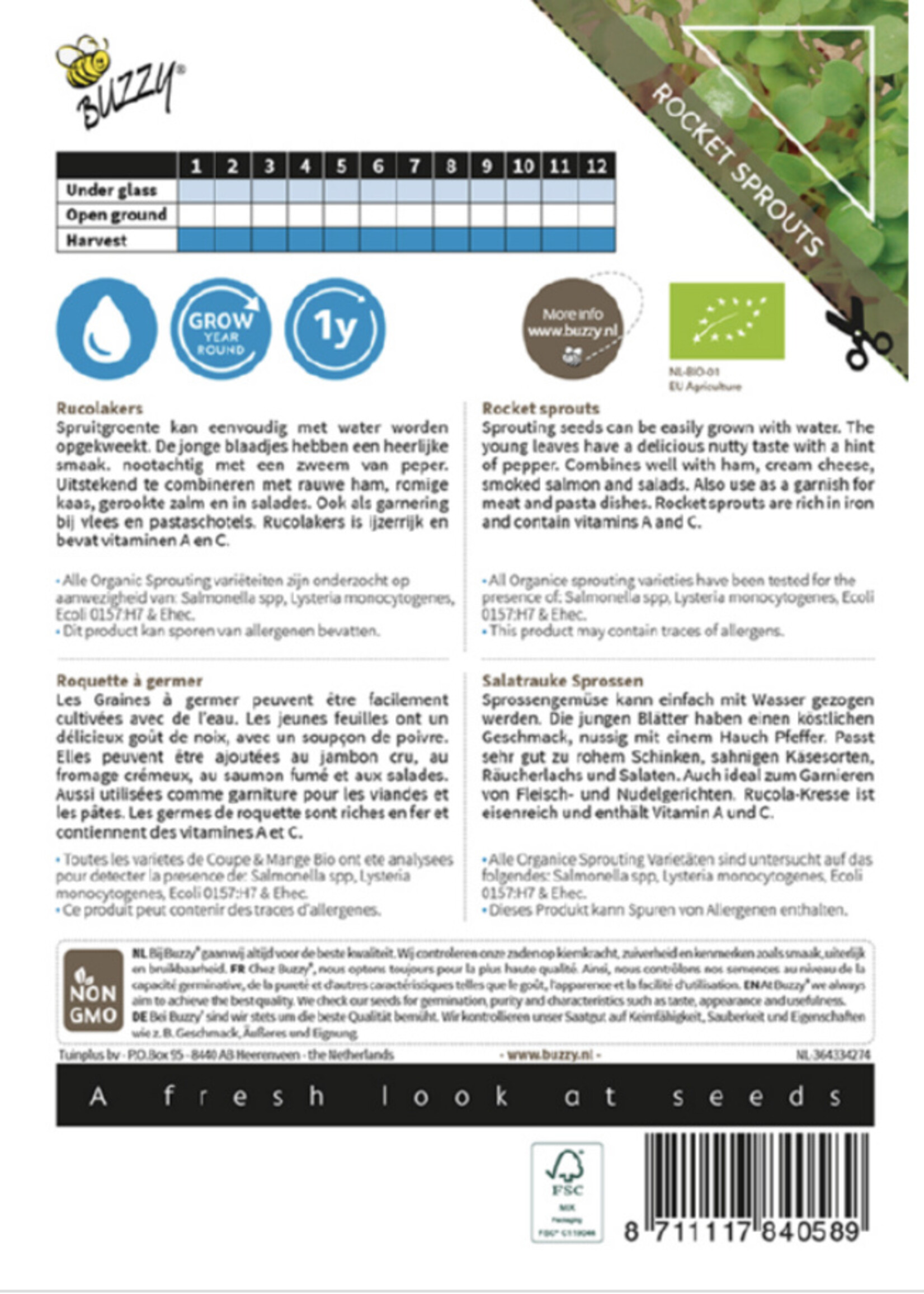 Buzzy Organic Sprouting Rucolakers