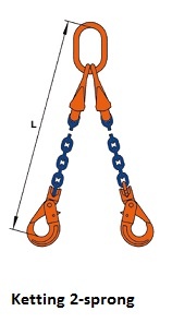 Grade 100 PEWAG ketting 2-sprong 6mm  werklast 2000kg