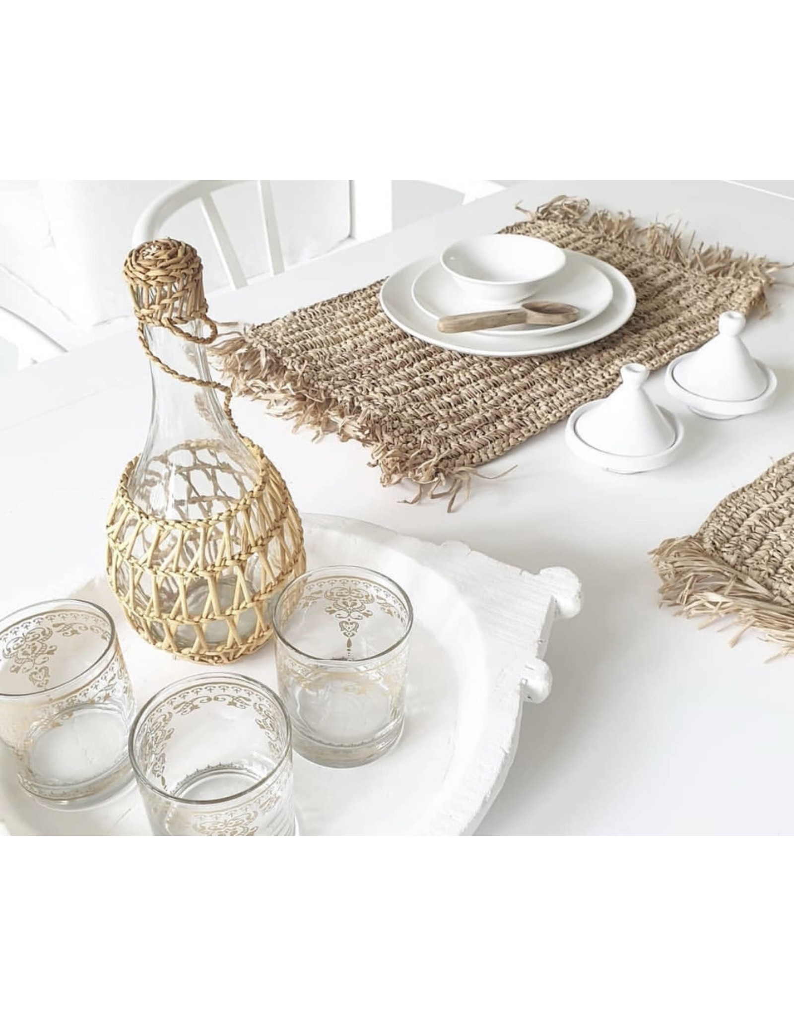 Bazar Bizar placemat raffia vierkant naturel